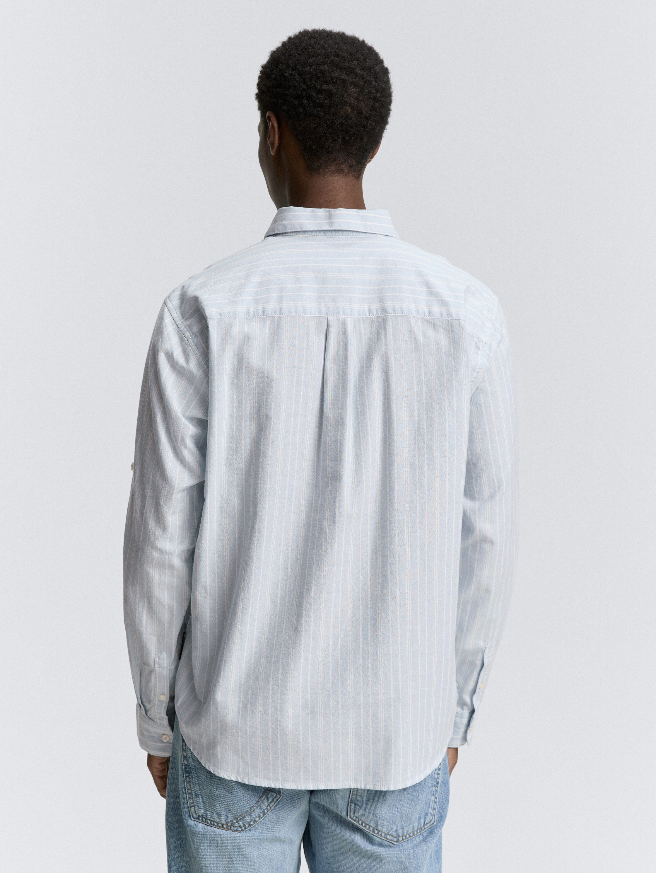 Relaxed Fit Hemd mit Turn-up-Funktion - light_blue_stripe_1 - 