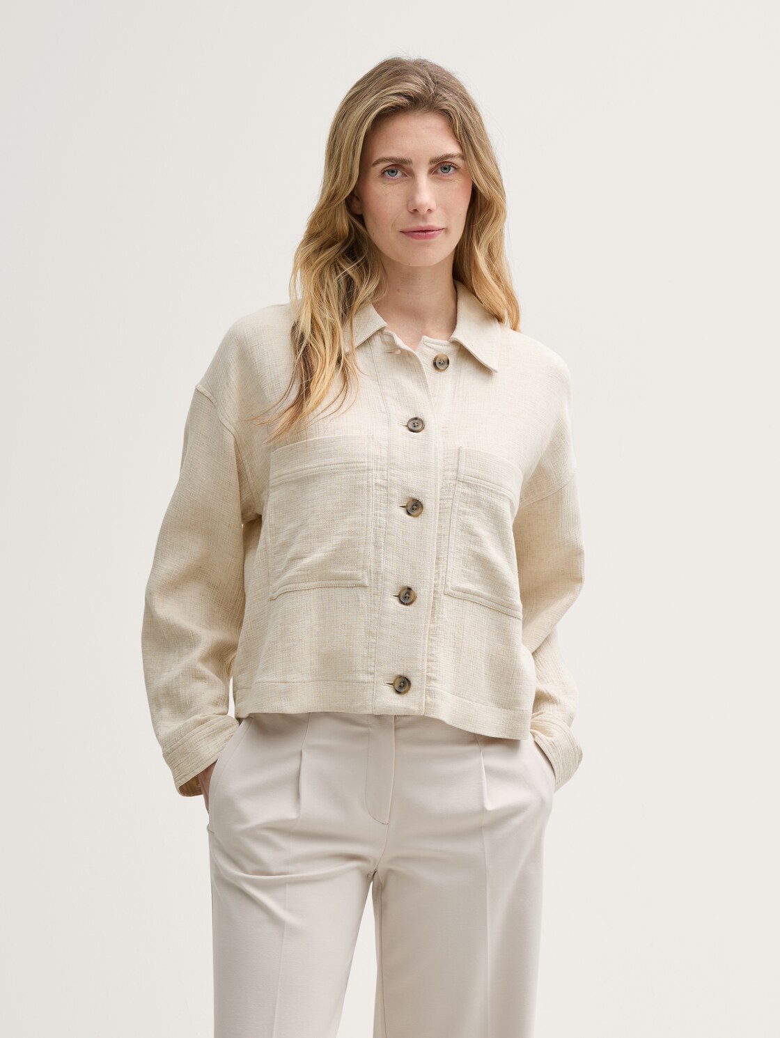 Oversize Jacke mit Leinenanteil - champagne