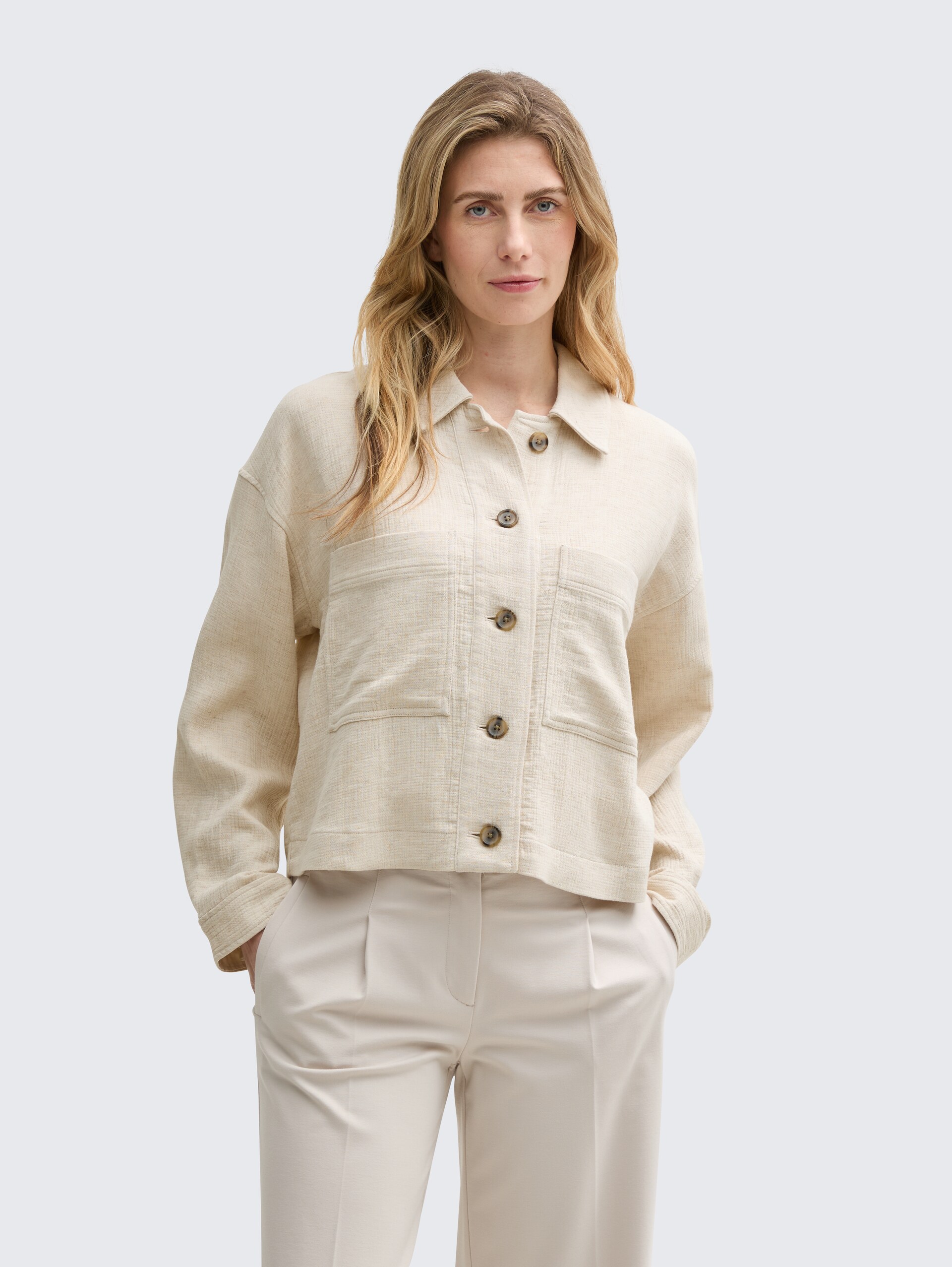 Oversize Jacke mit Leinenanteil - champagne