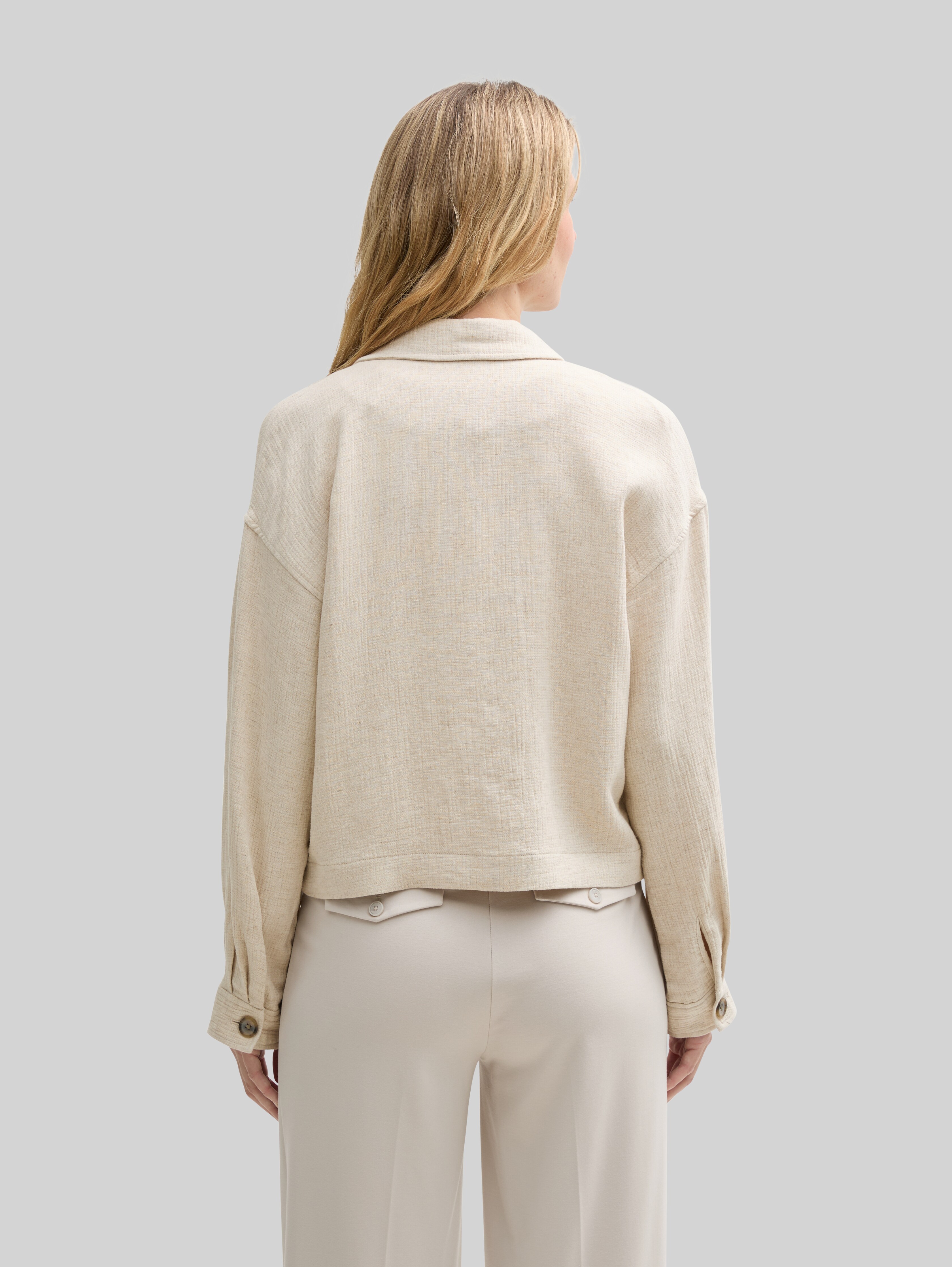 Oversized jacket with linen in beige by Tom Tailor