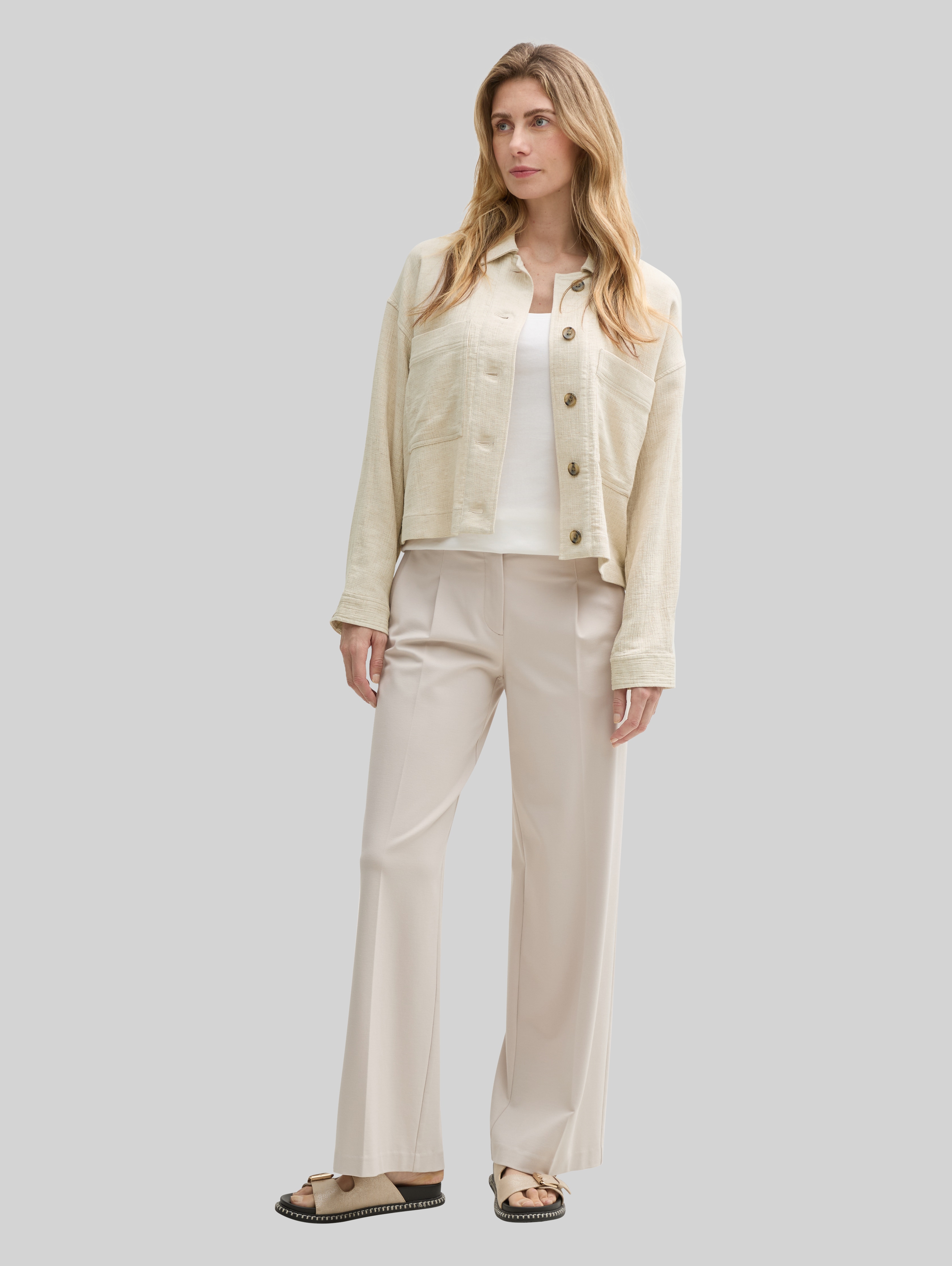 Oversized jacket with linen in beige by Tom Tailor