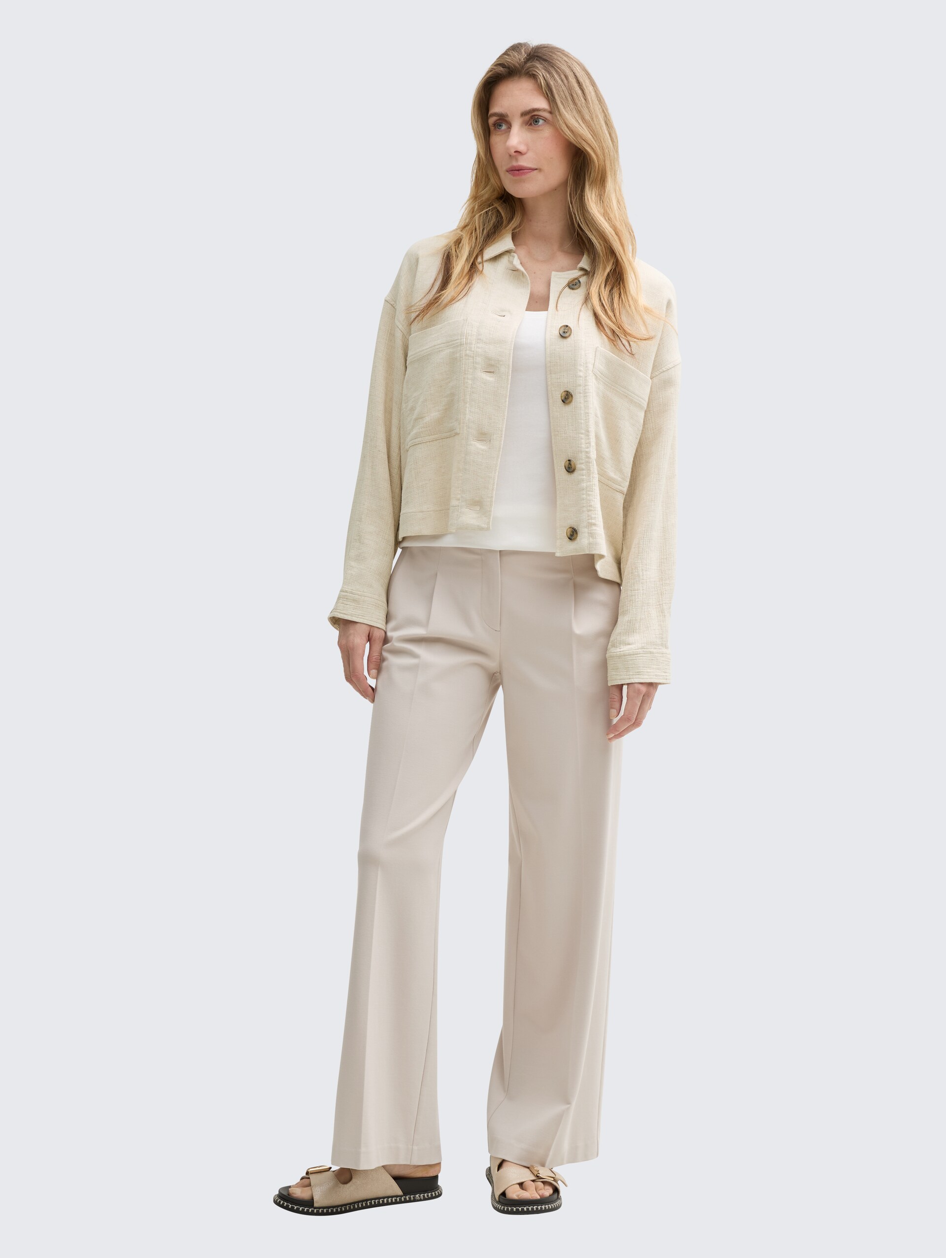 Oversize Jacke mit Leinenanteil - champagne