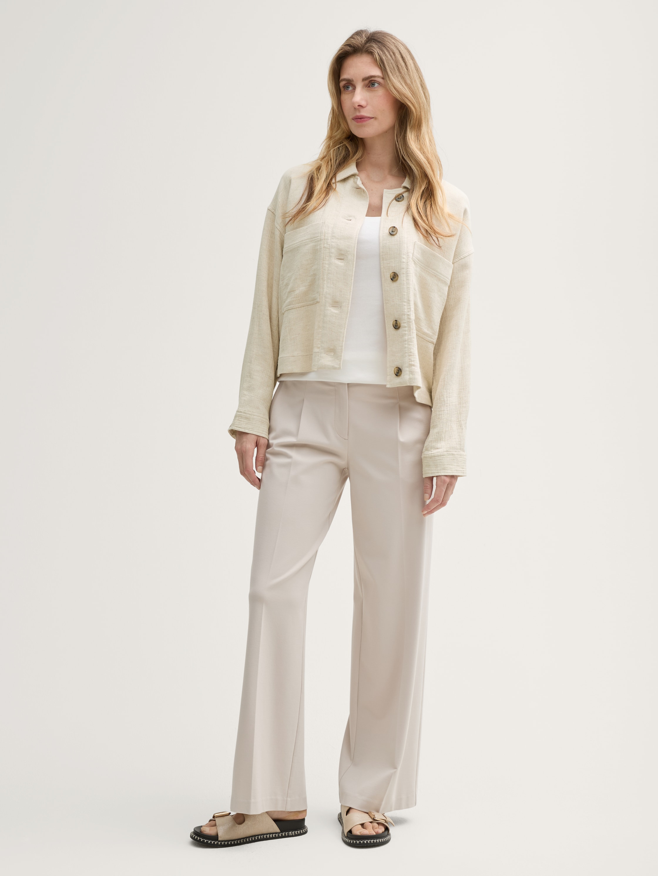 Oversize Jacke mit Leinenanteil - champagne - 