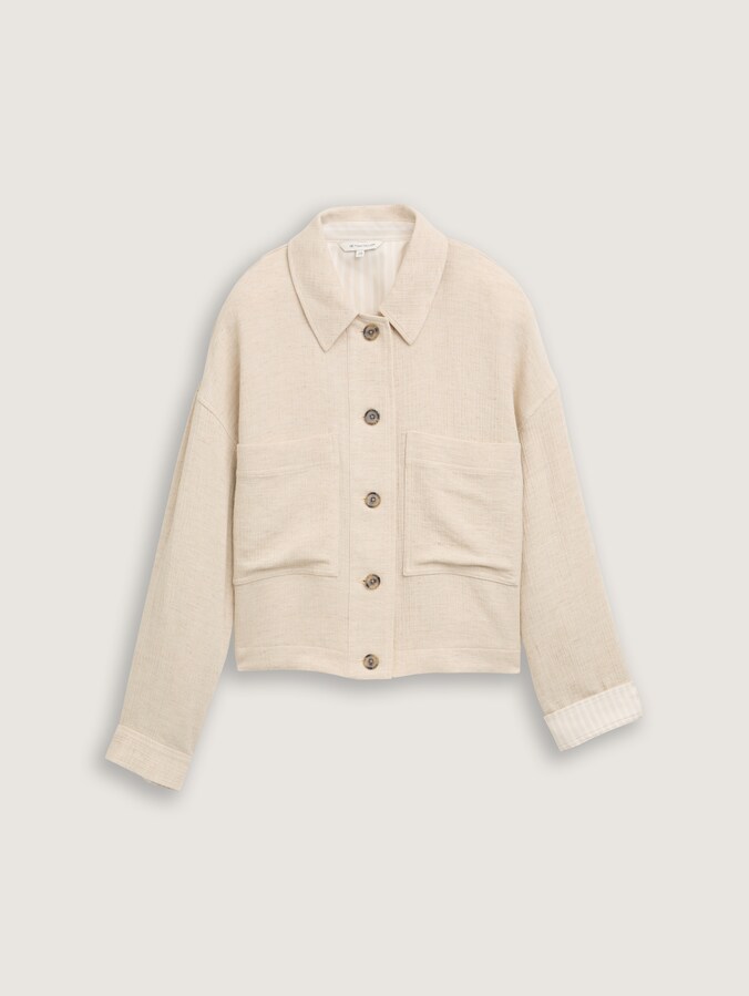 Oversized jacket with linen by Women, champagne