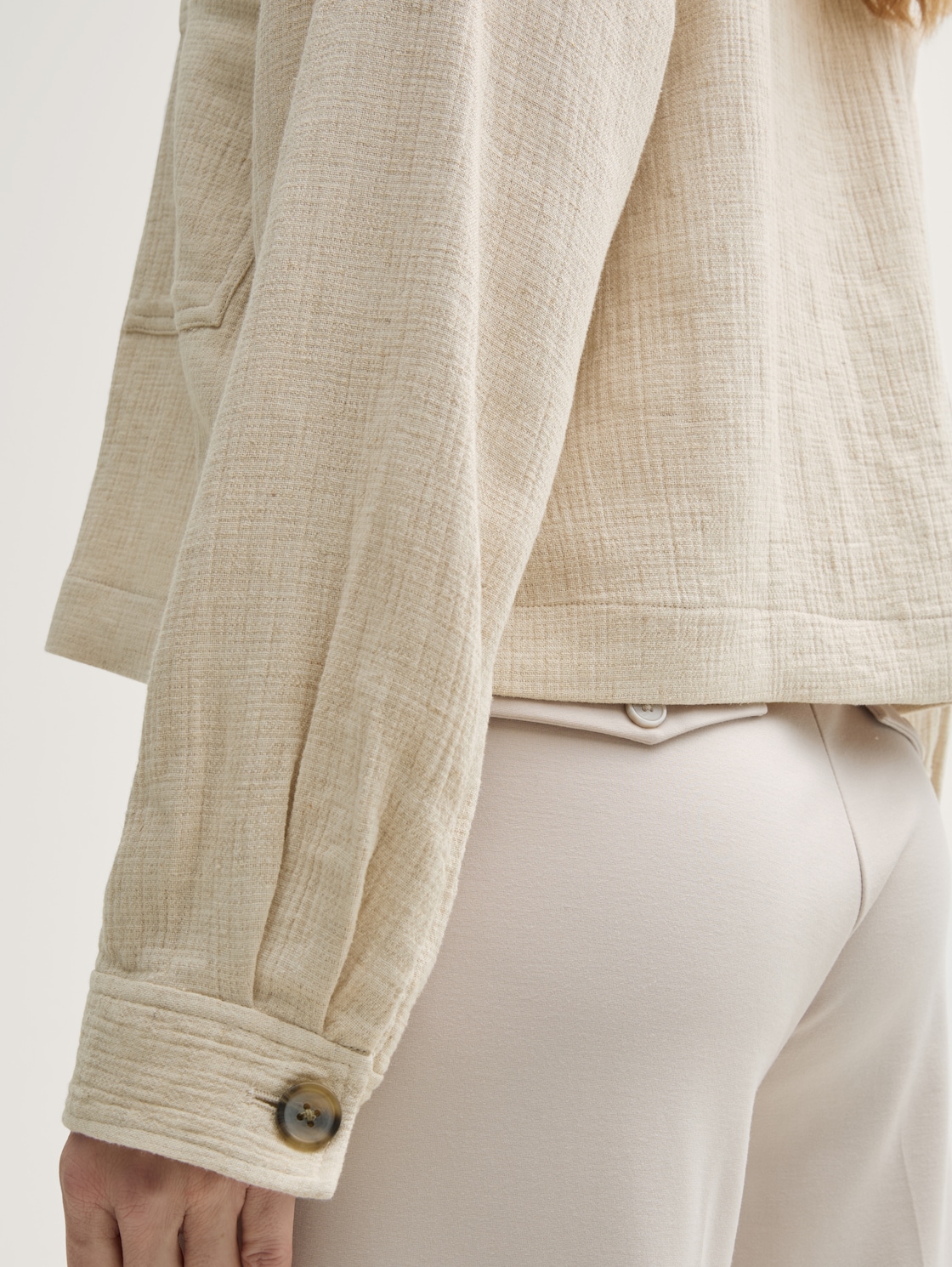 Oversize Jacke mit Leinenanteil - champagne