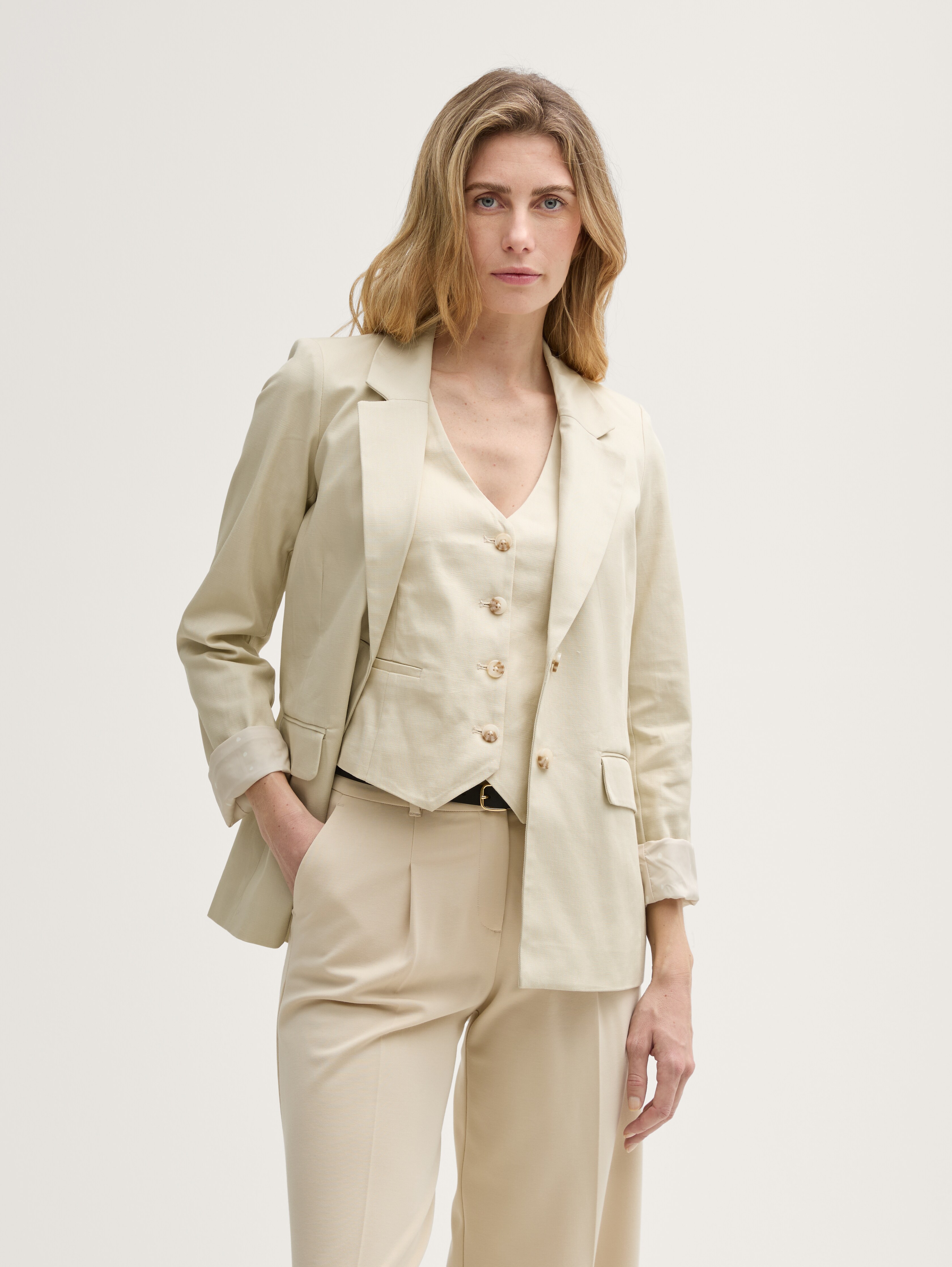 Regular Fit Blazer aus Twill von Women, champagne