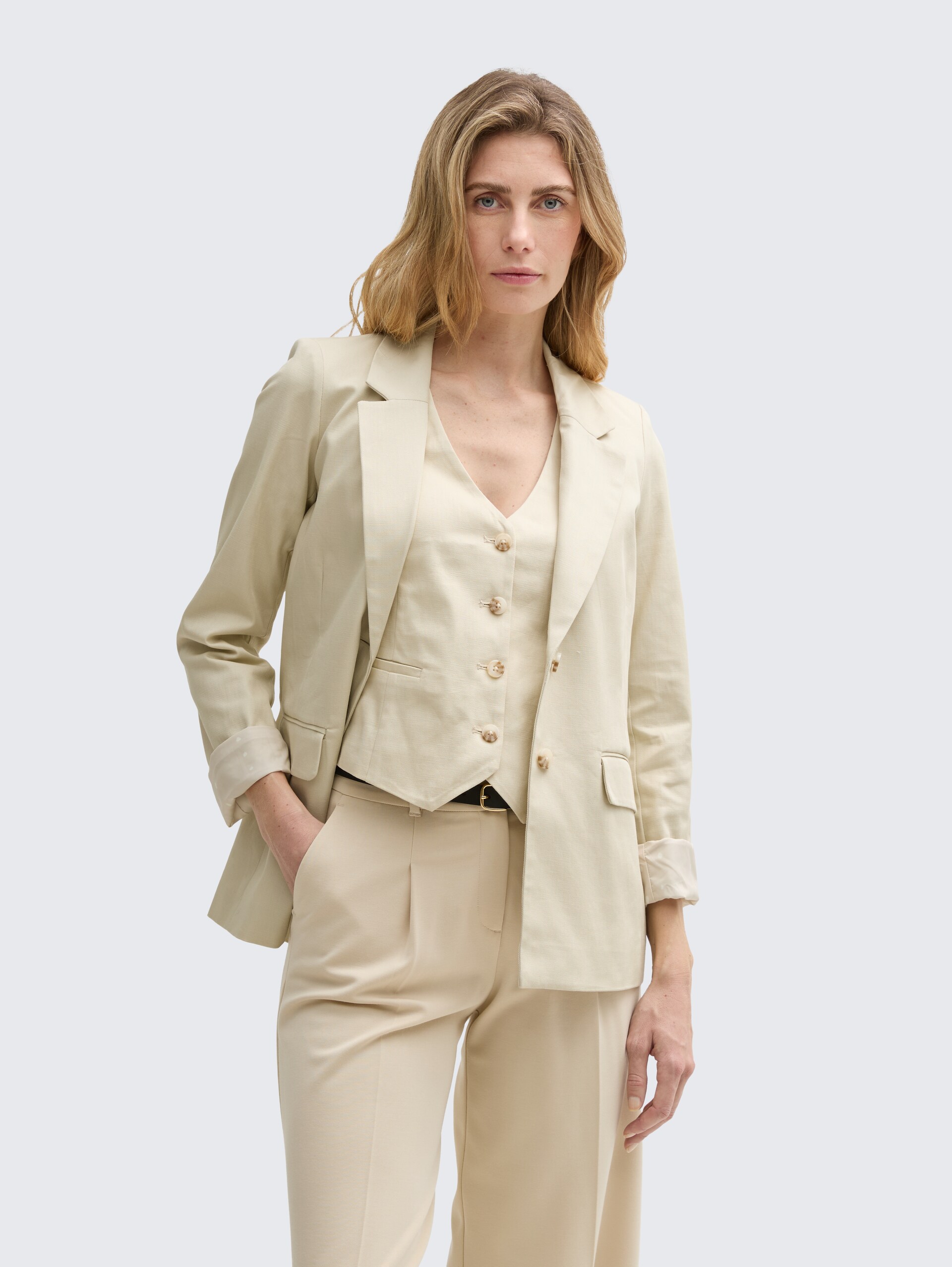 Regular Fit Blazer aus Twill - champagne