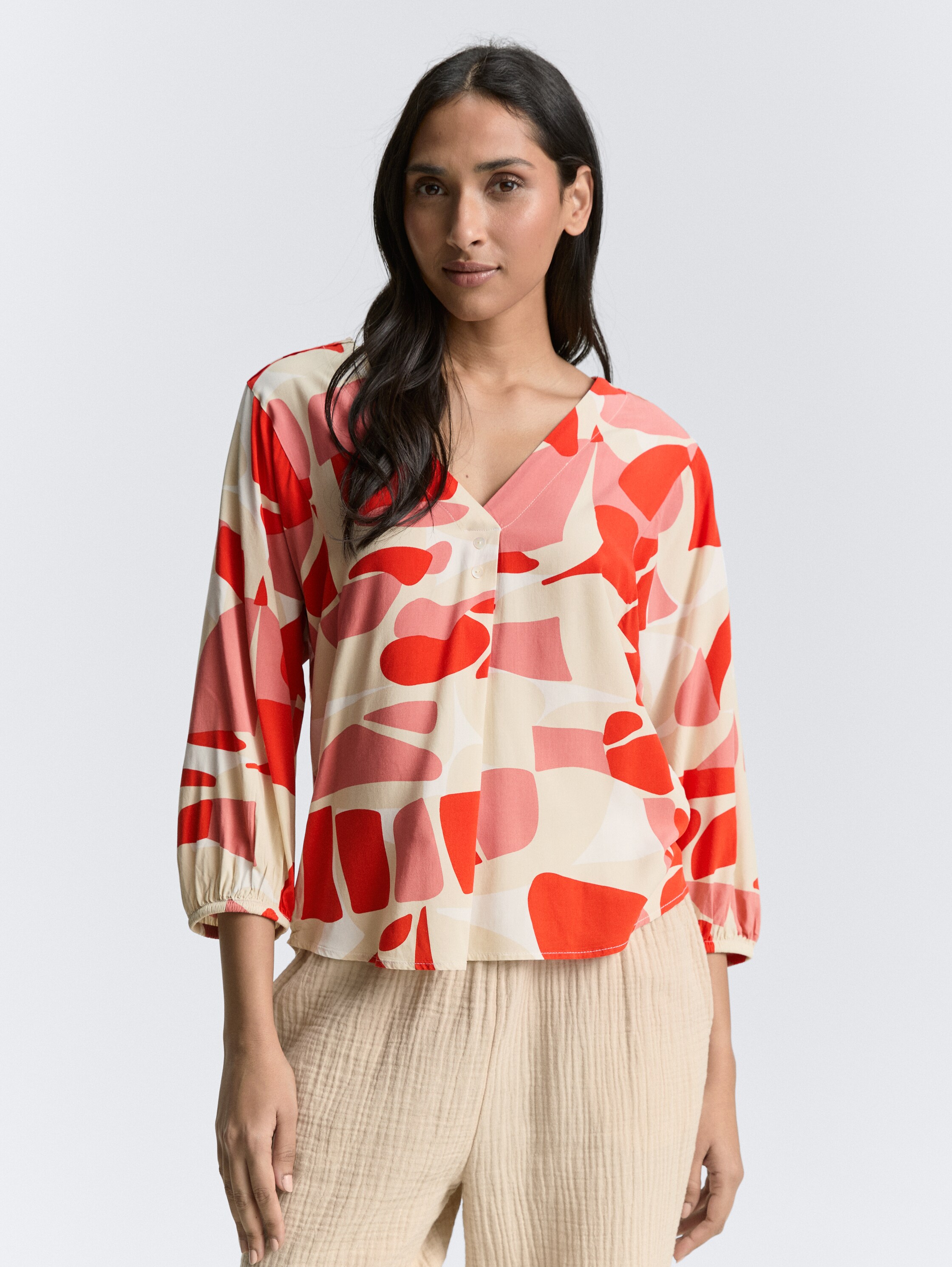 Bluse mit Muster - red_dots_and_shapes_design - 