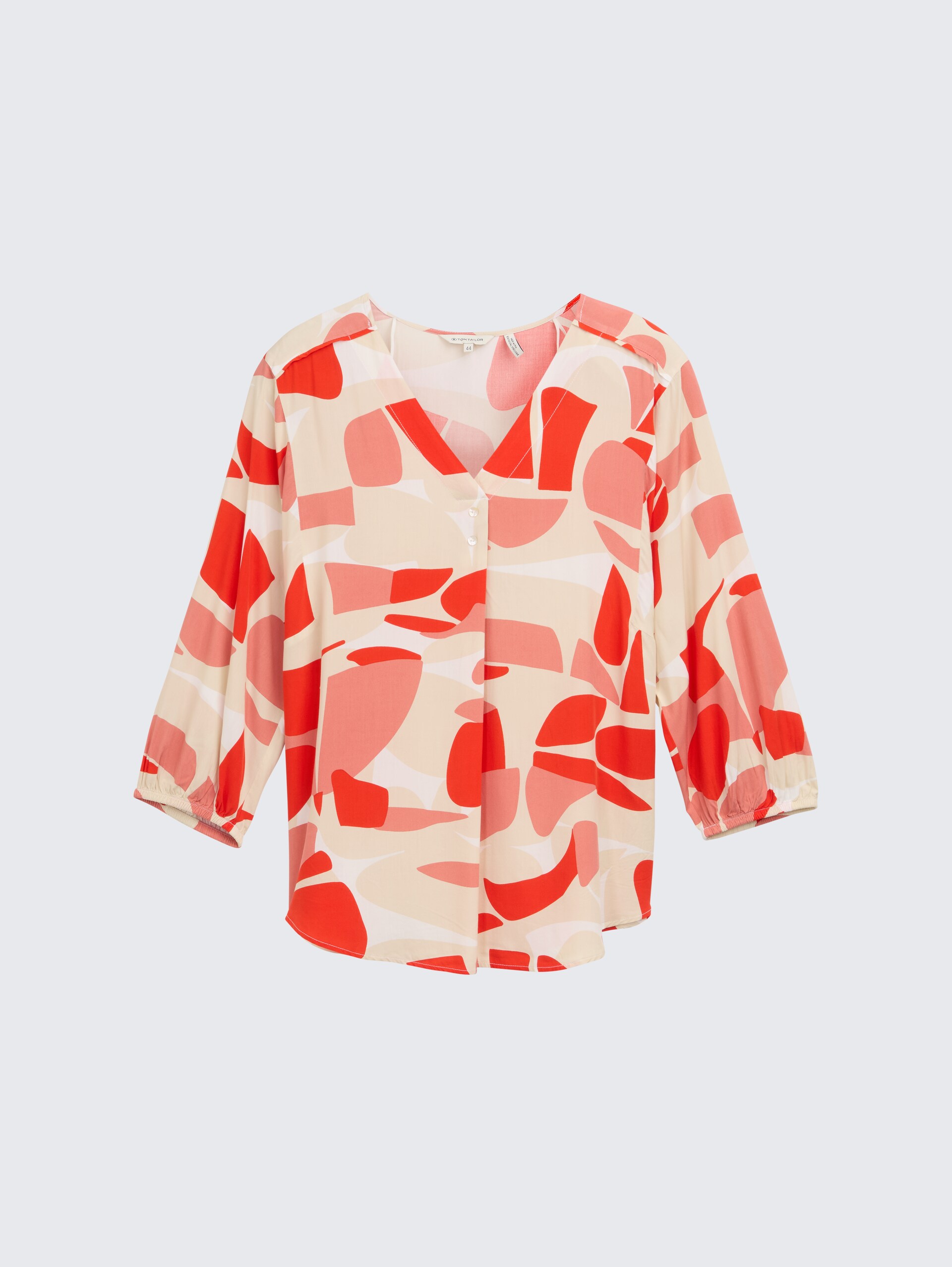 Patterned blouse - red dots and shapes design - Front product view
