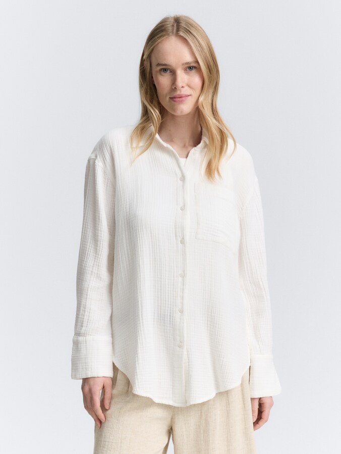 Oversize Musselin Hemdbluse von Women, Whisper White
