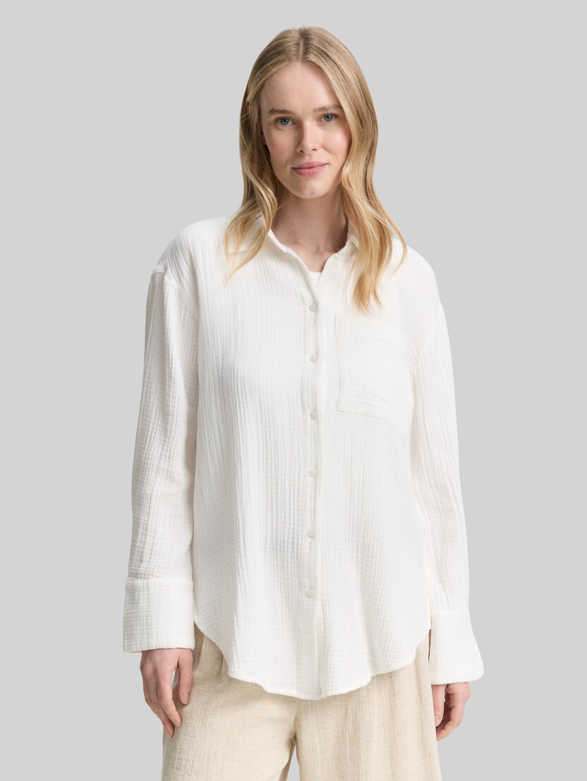 Oversize Musselin Hemdbluse von Women, Whisper White