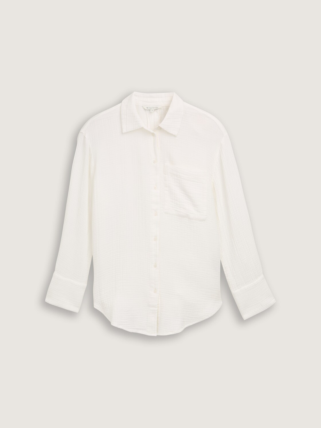 Oversize Musselin Hemdbluse - Whisper White - Vorder-Produkt-Ansicht