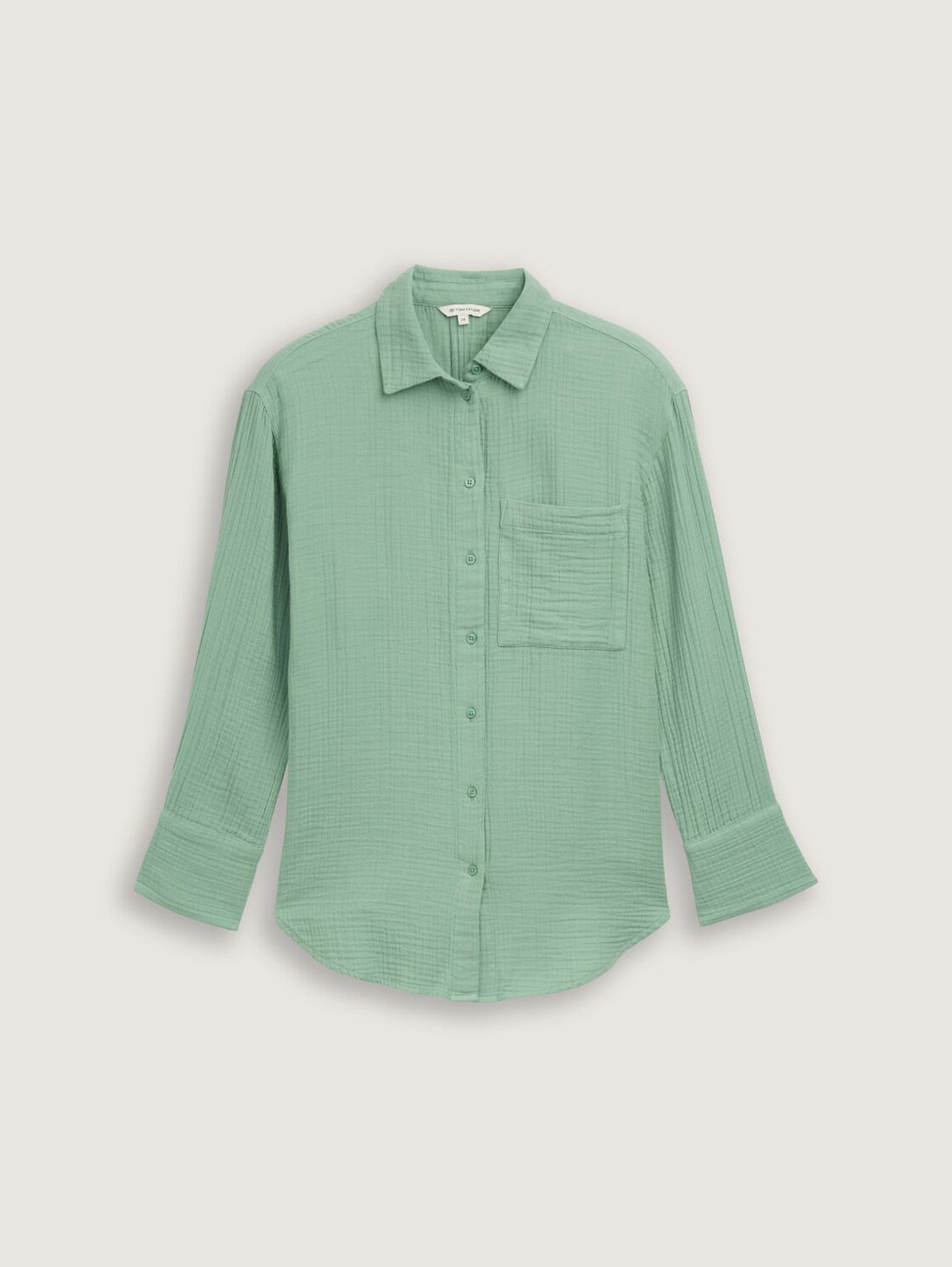 Oversize Musselin Hemdbluse - Faded Green - Vorder-Produkt-Ansicht