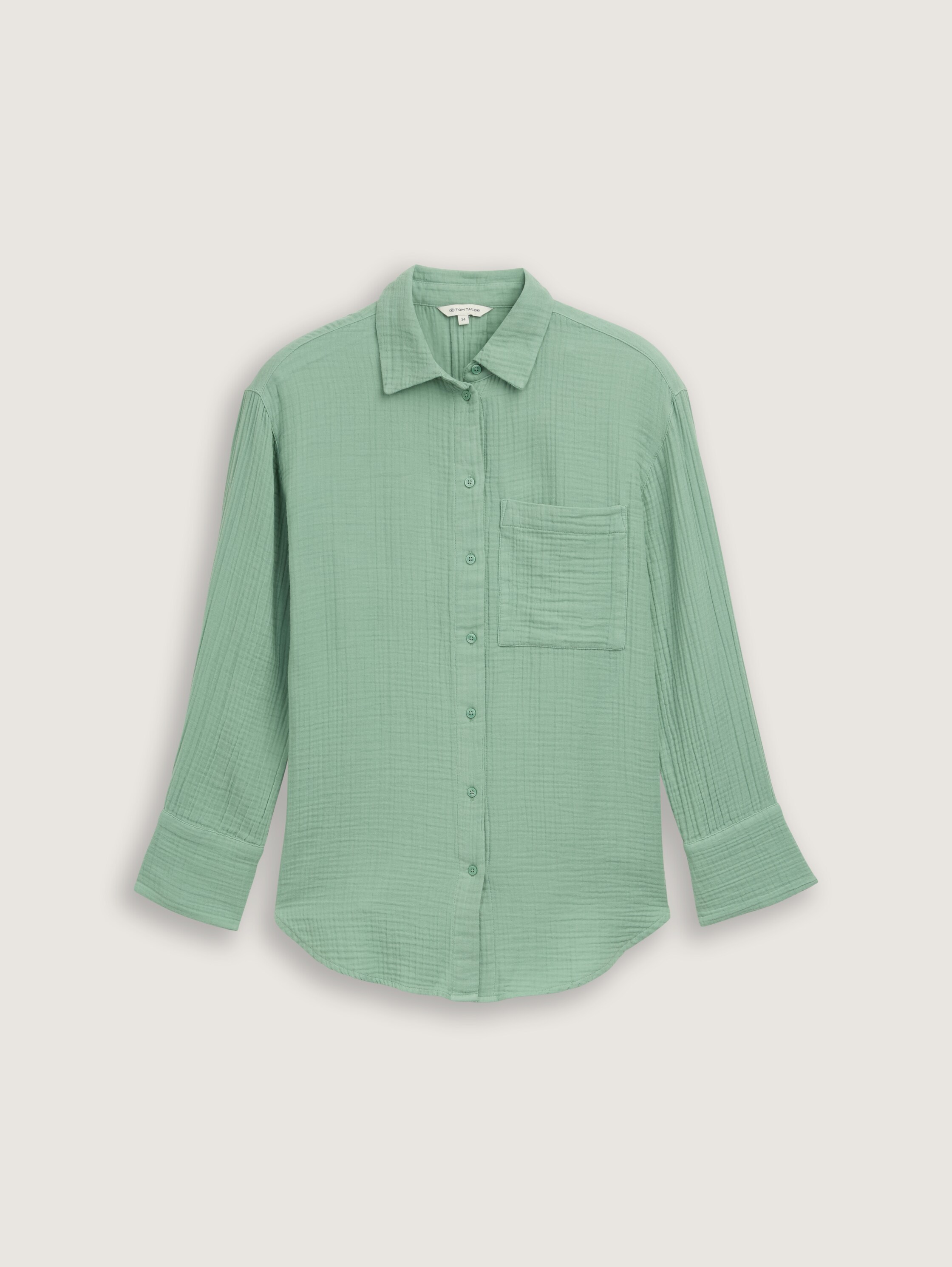 Oversize Musselin Hemdbluse - faded_green - 