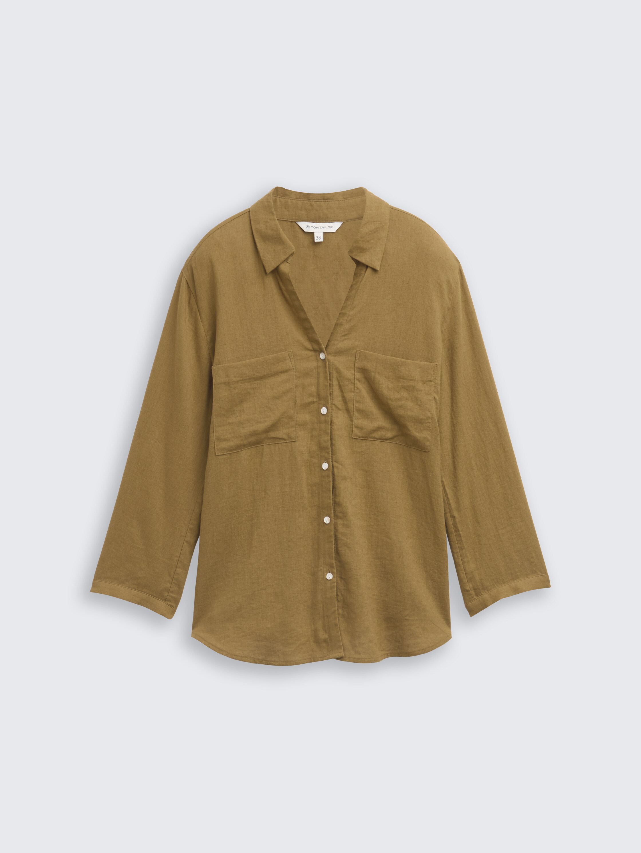 Hemdbluse mit Leinenanteil - nutria_olive - 