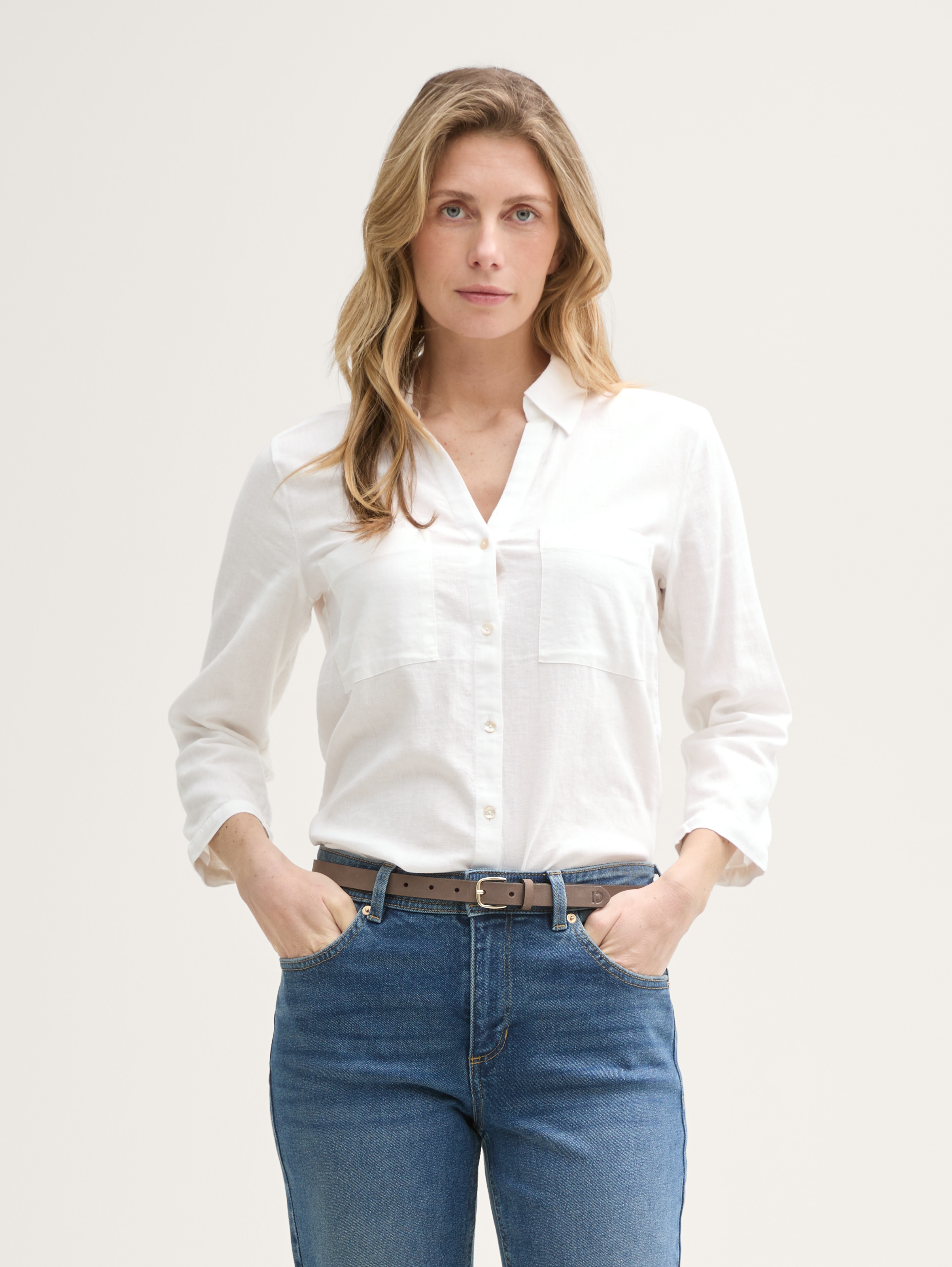 Shirt blouse with linen by Tom Tailor