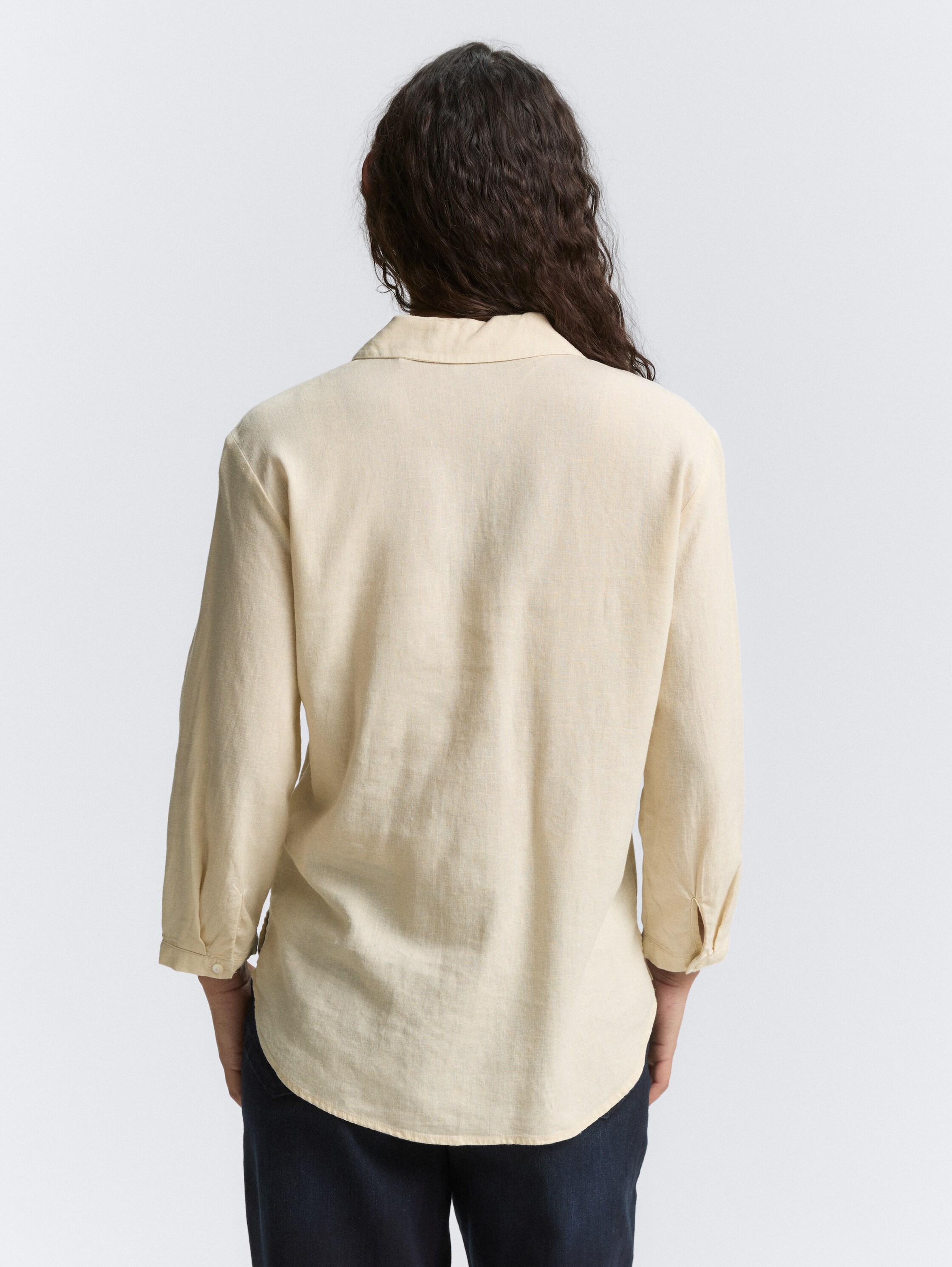 Hemdbluse mit Leinenanteil - champagne - 