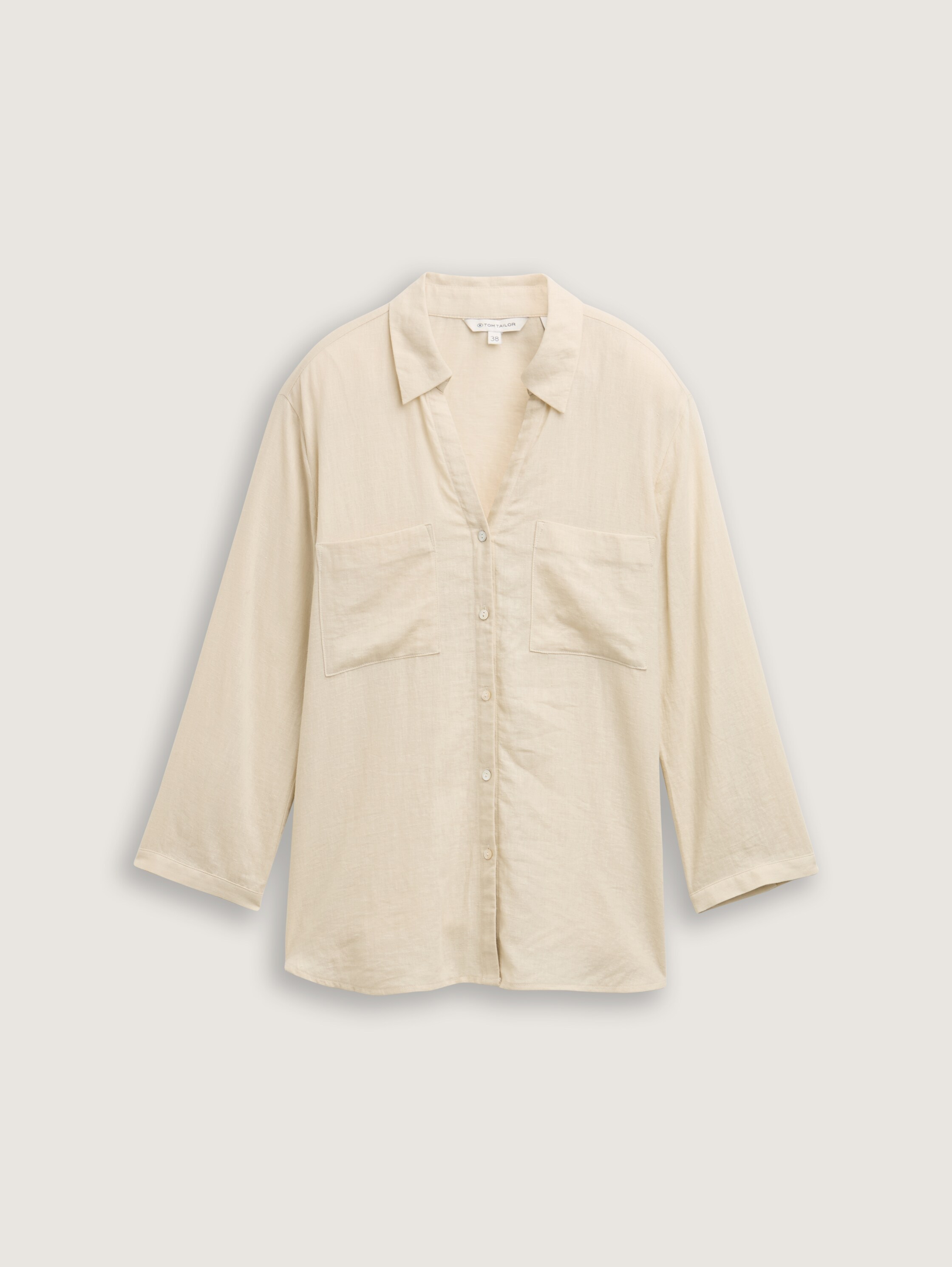 Hemdbluse mit Leinenanteil - champagne - 