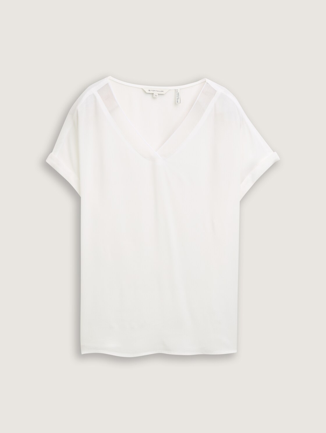 Loose Fit Bluse mit V-Ausschnitt - Whisper White - Vorder-Produkt-Ansicht