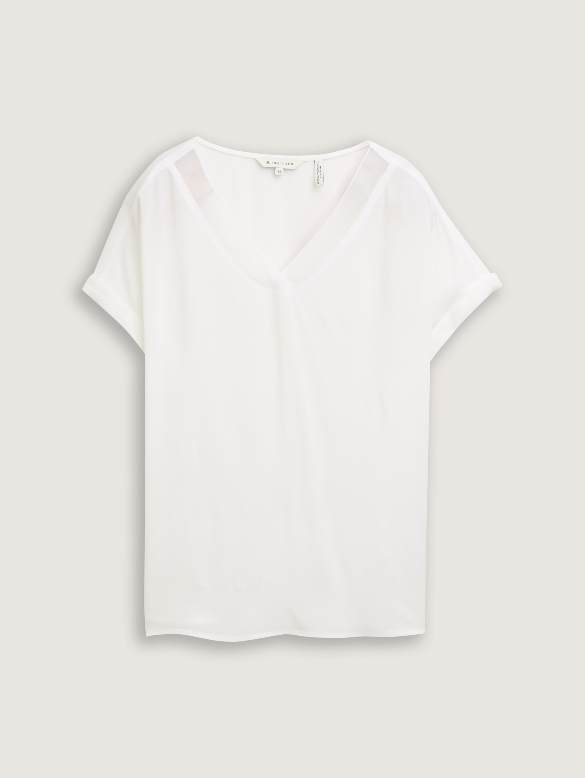 Loose Fit Bluse mit V-Ausschnitt - whisper_white - 