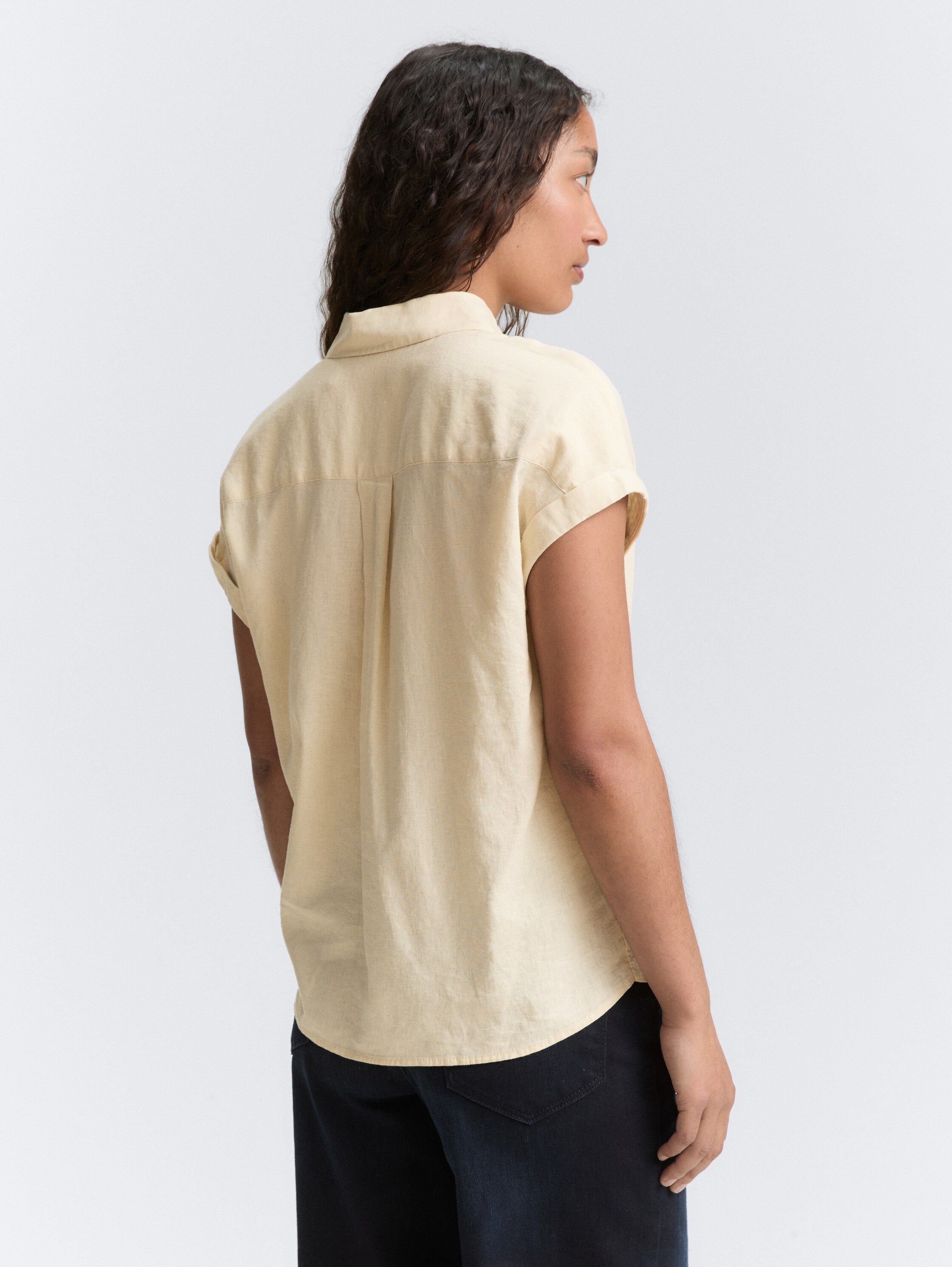 Loose Fit Bluse mit Leinenanteil - champagne - 