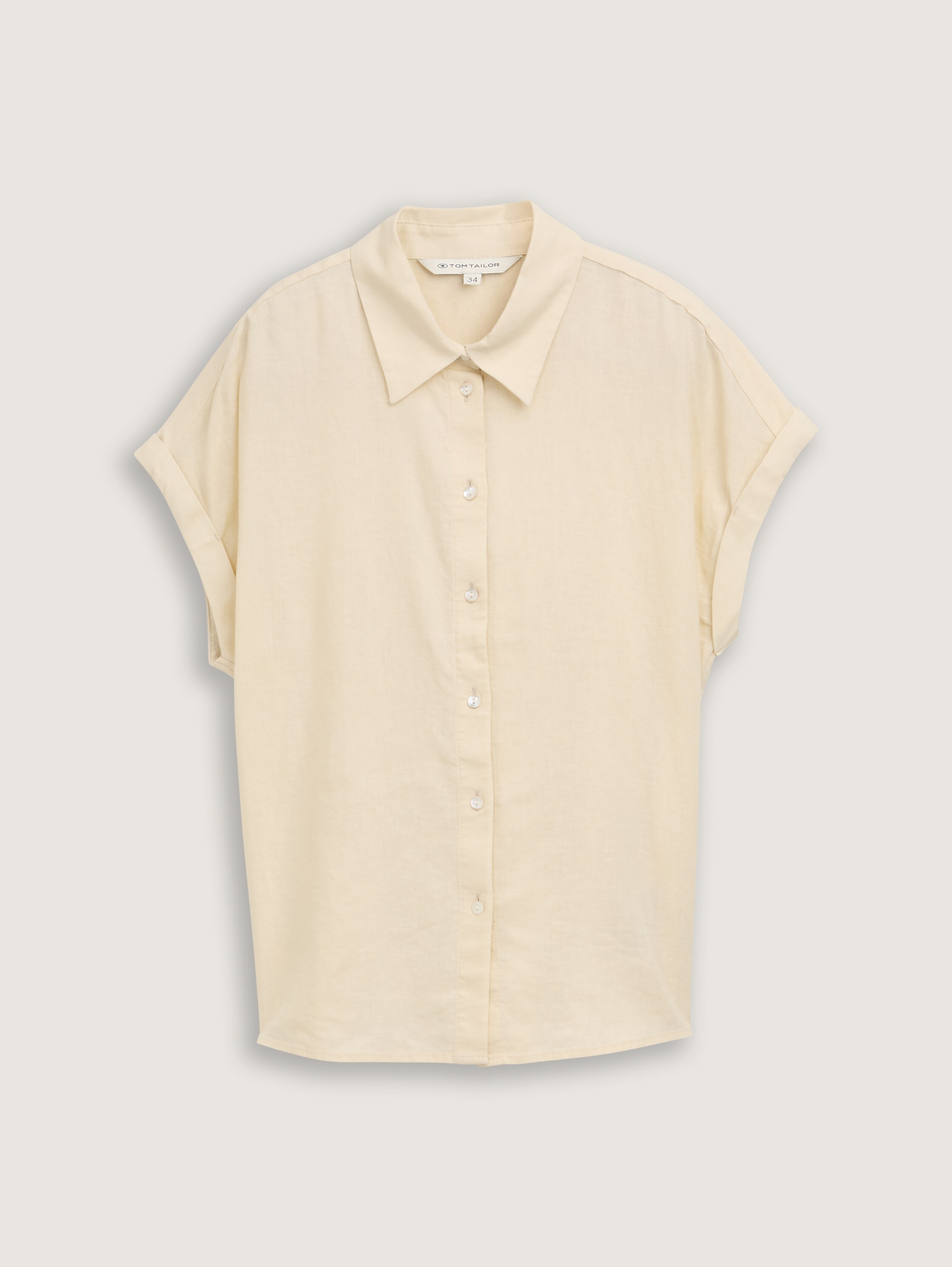 Loose Fit Bluse mit Leinenanteil - champagne - 