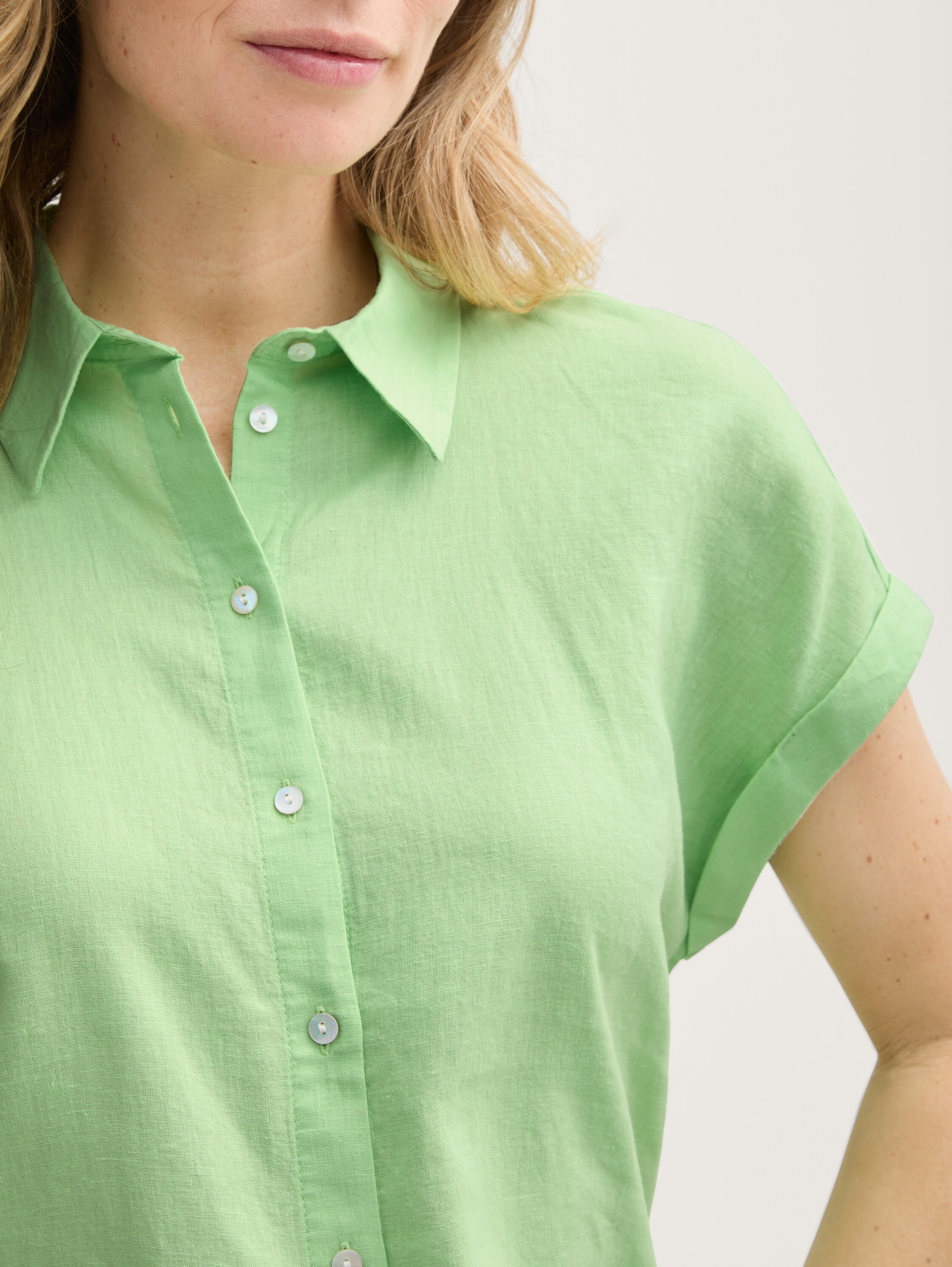 Loose Fit Bluse mit Leinenanteil - pistachio_green - 