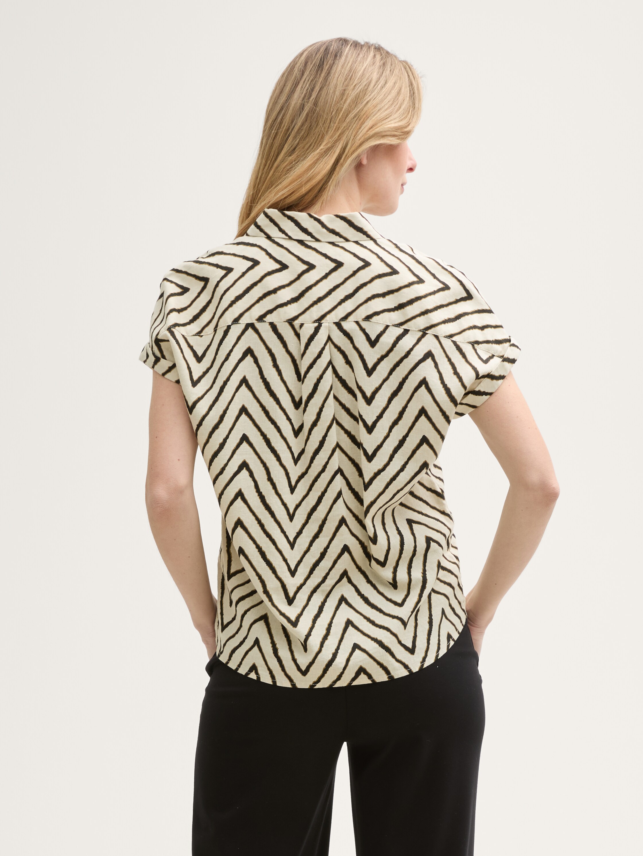 Loose Fit Bluse mit Leinenanteil - natural_zig_zag_design - 