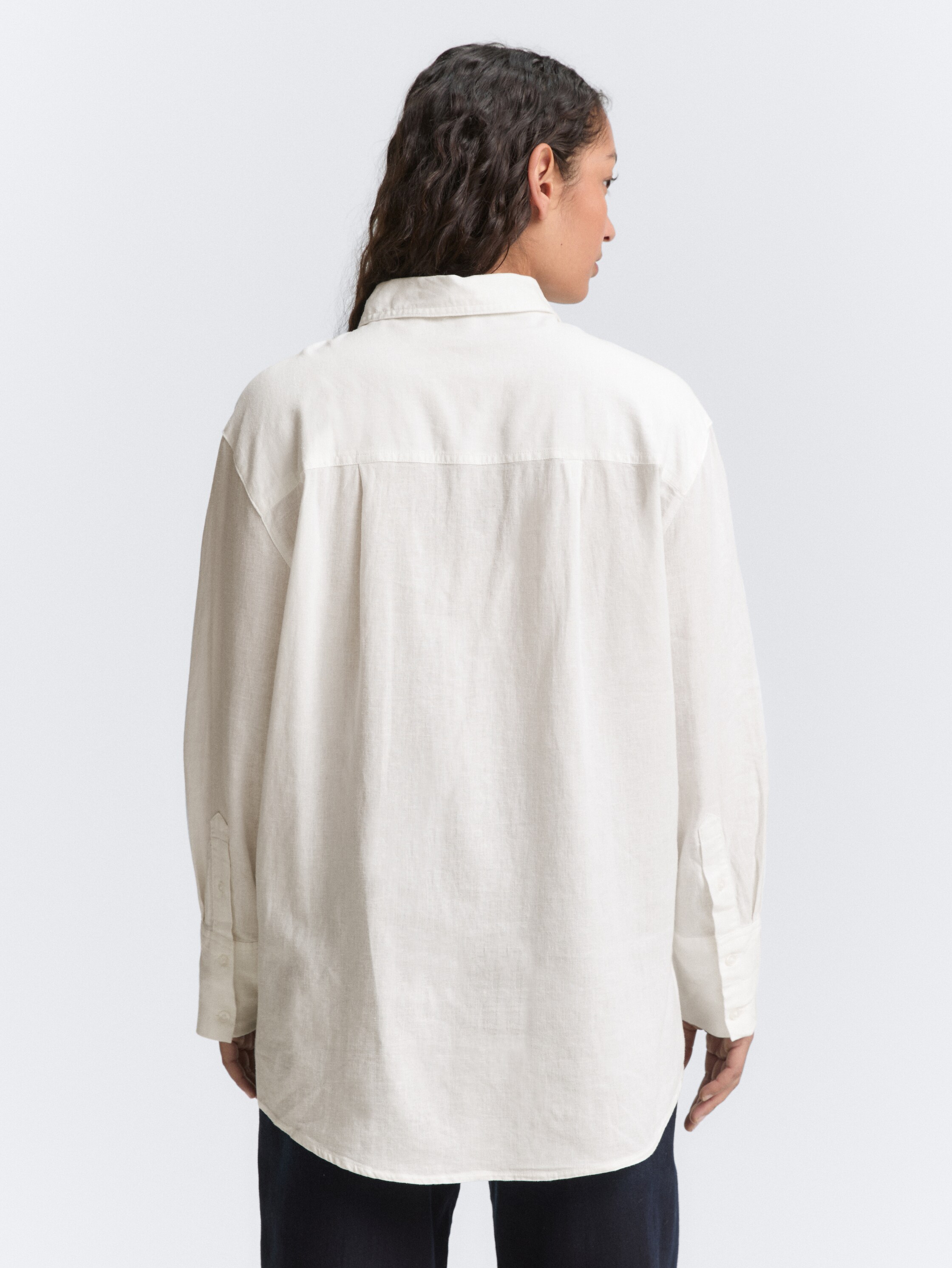 Oversize Bluse mit Leinenanteil - whisper_white - 