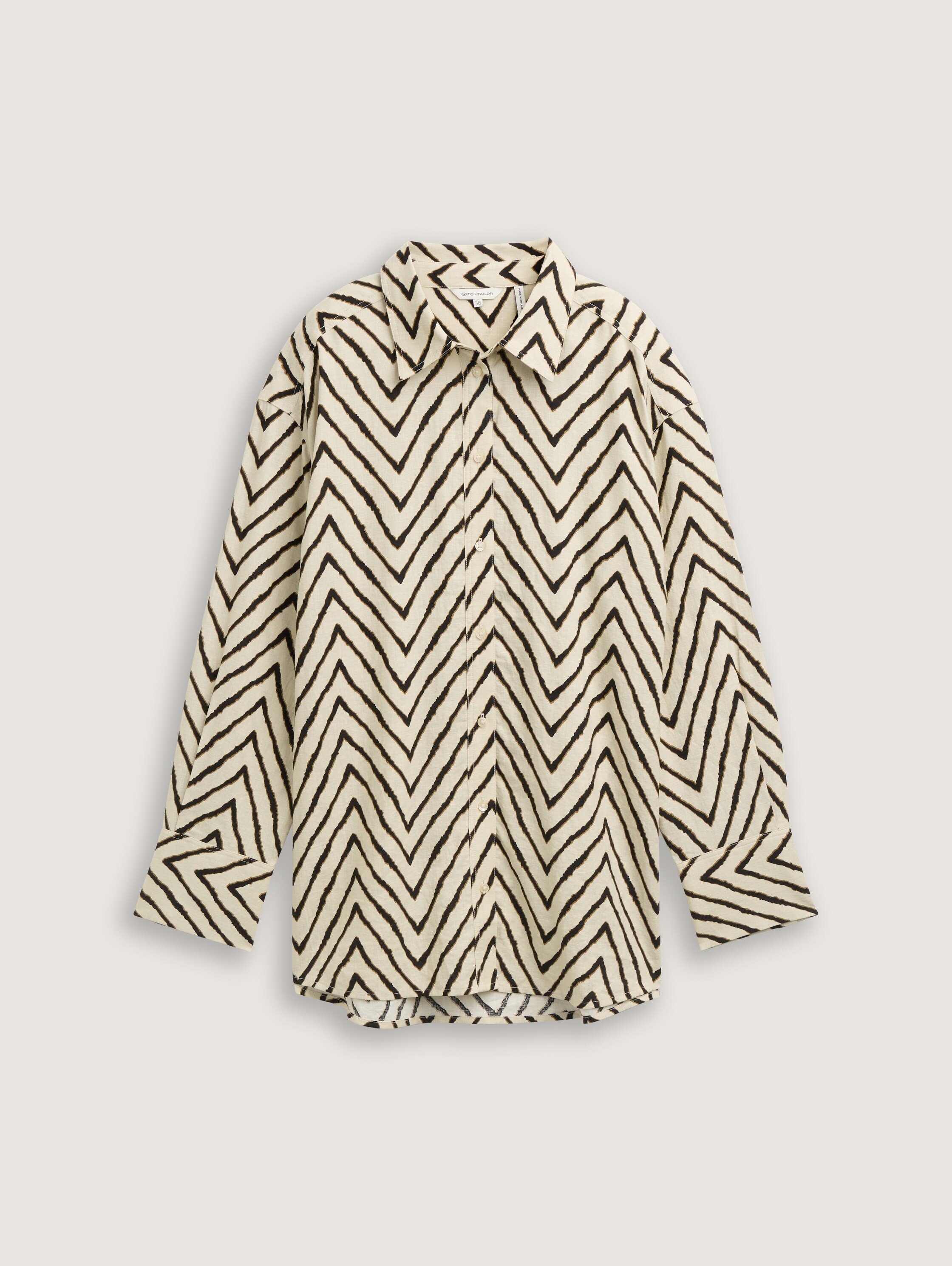 Oversize Bluse mit Leinenanteil - natural_zig_zag_design - 