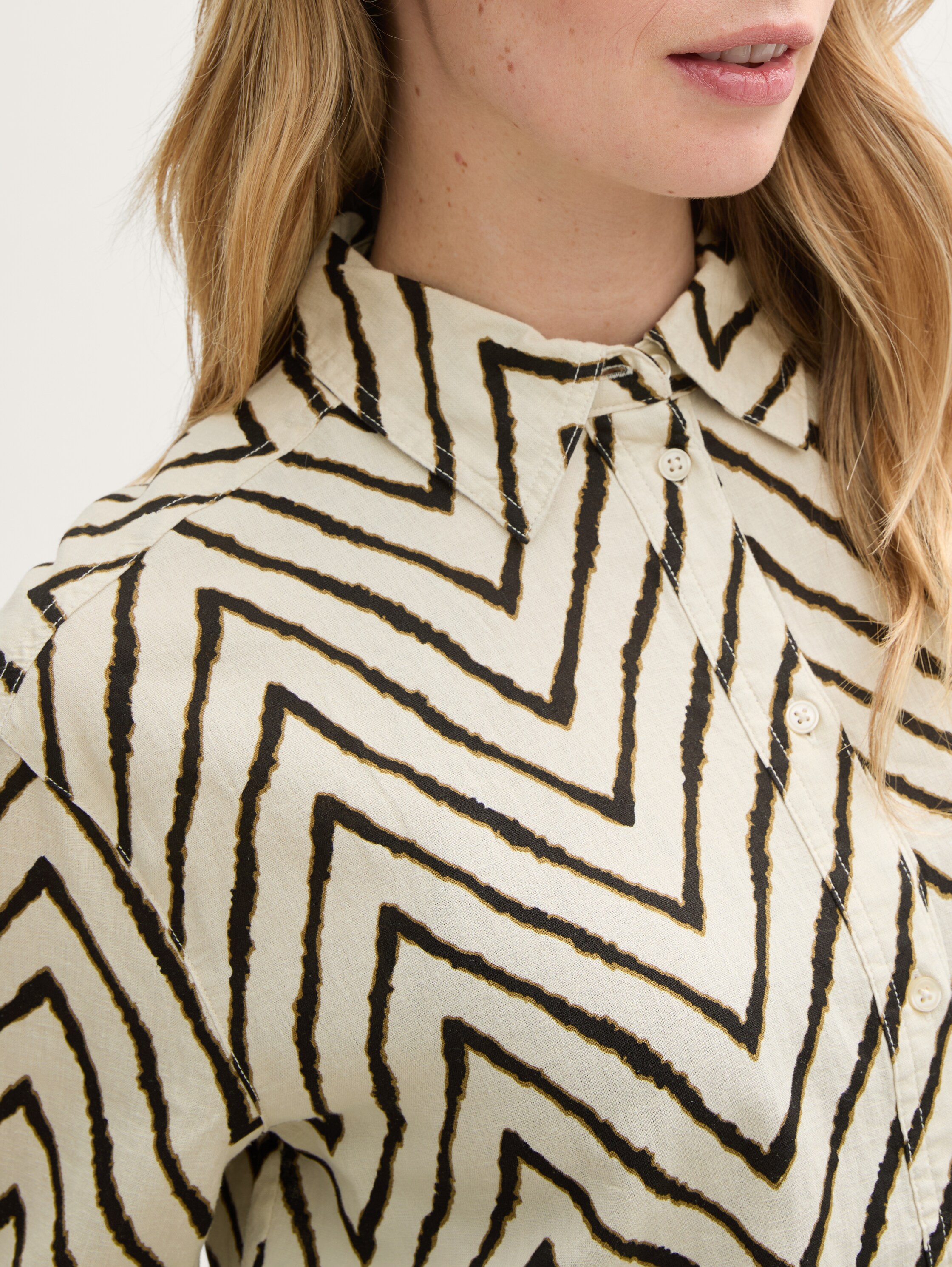 Oversize Bluse mit Leinenanteil - natural_zig_zag_design - 
