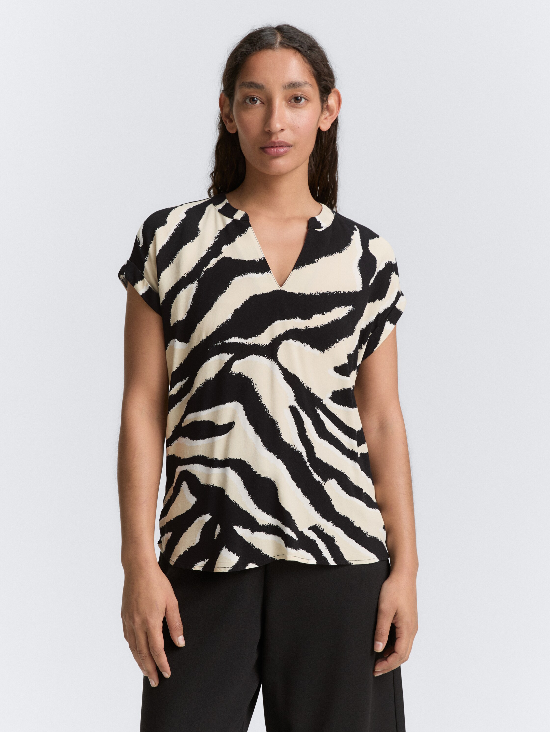 Loose Fit Bluse - abstract_beige_zebra - 