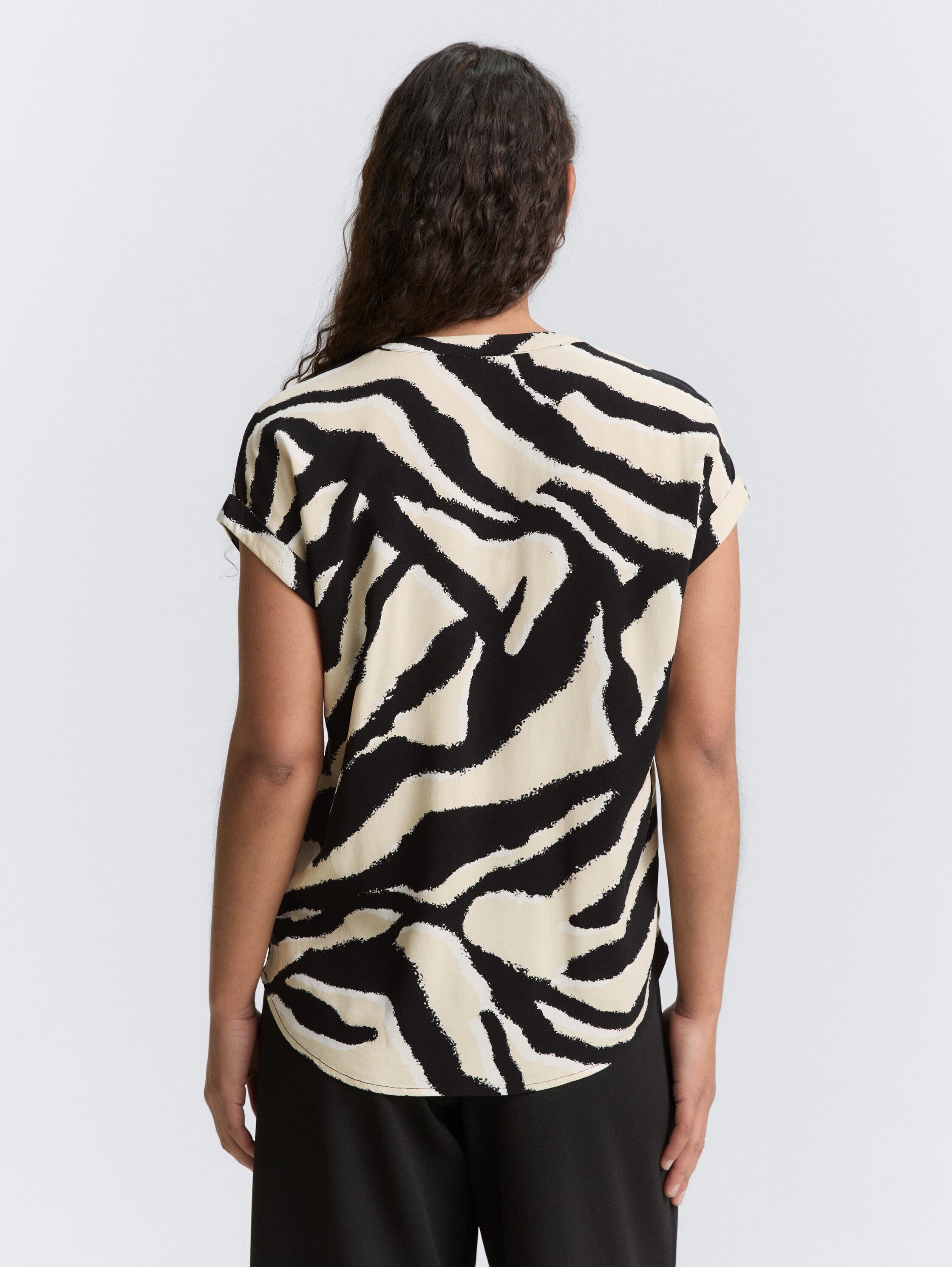 Loose Fit Bluse - abstract_beige_zebra - 