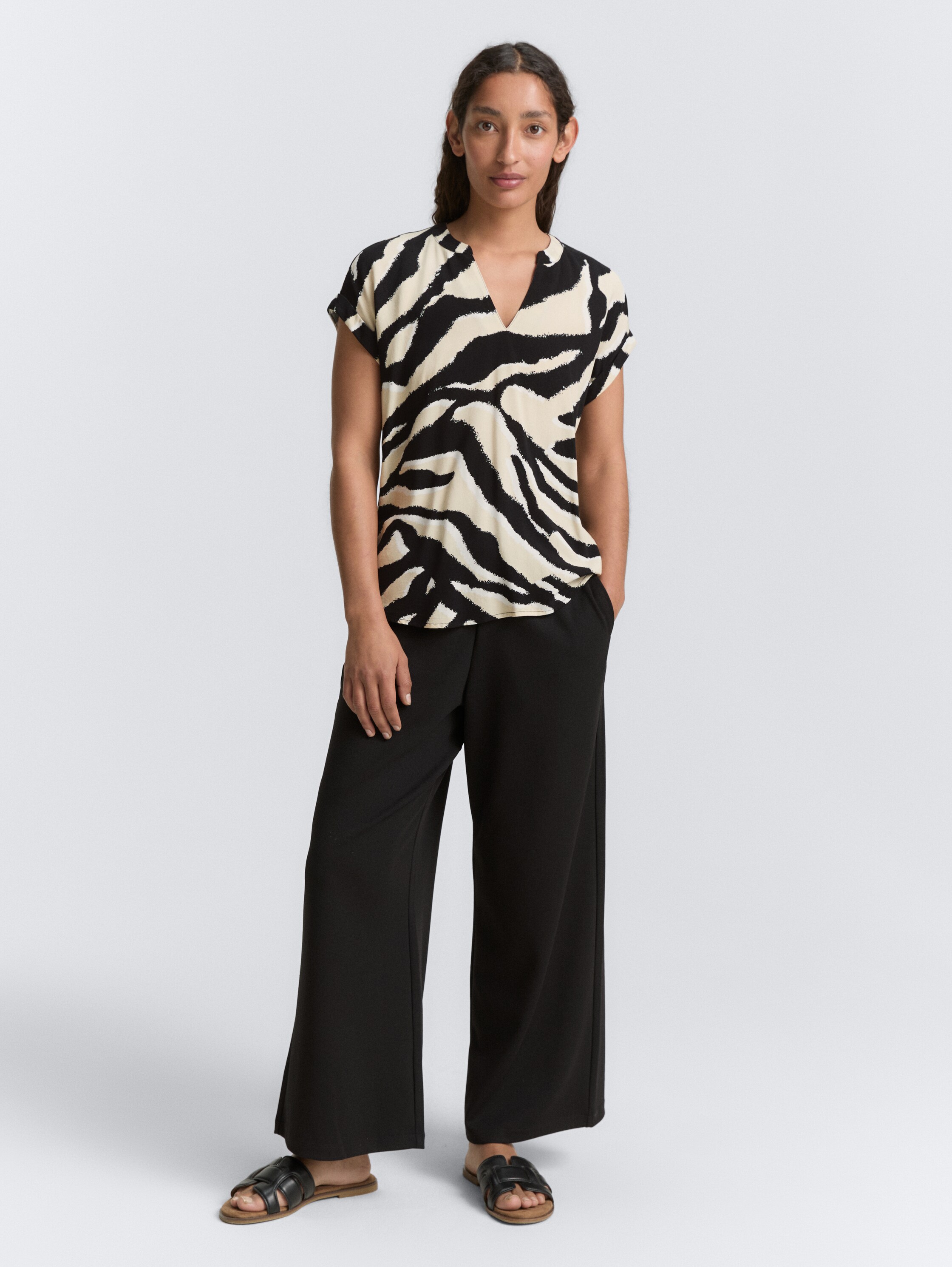 Loose Fit Bluse - abstract_beige_zebra - 