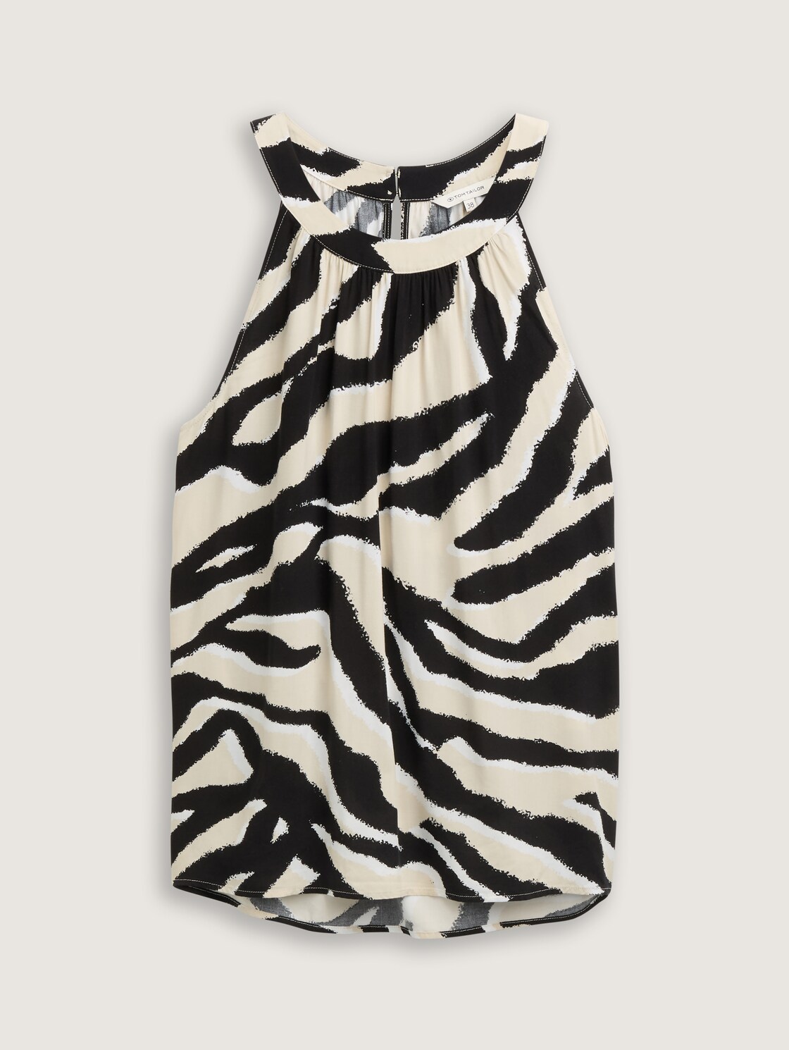 Neckholder Blusentop - abstract beige zebra - Vorder-Produkt-Ansicht
