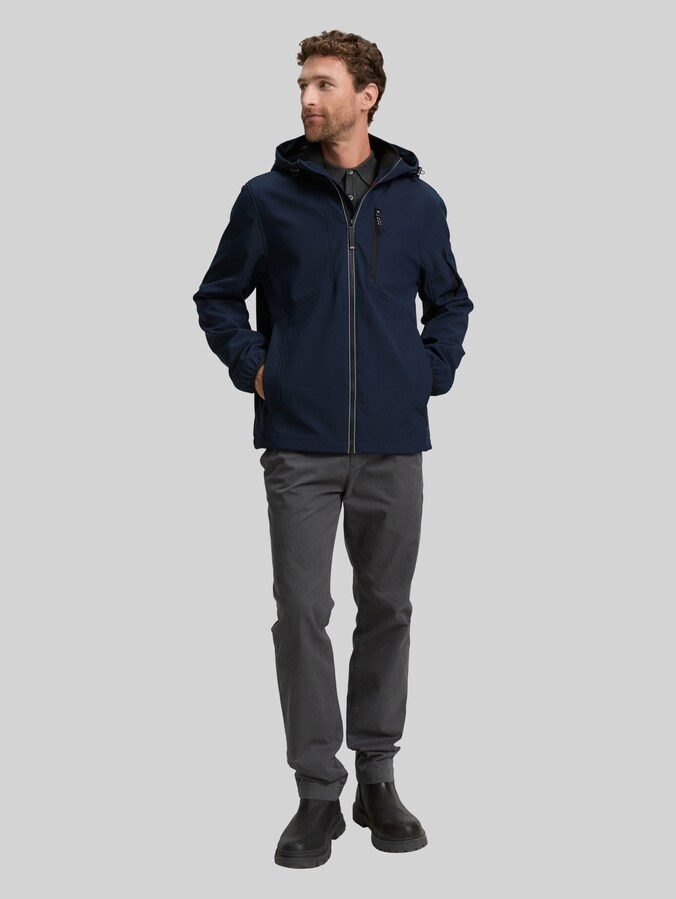 Softshell jacket with a hood by Men, sky captain blue