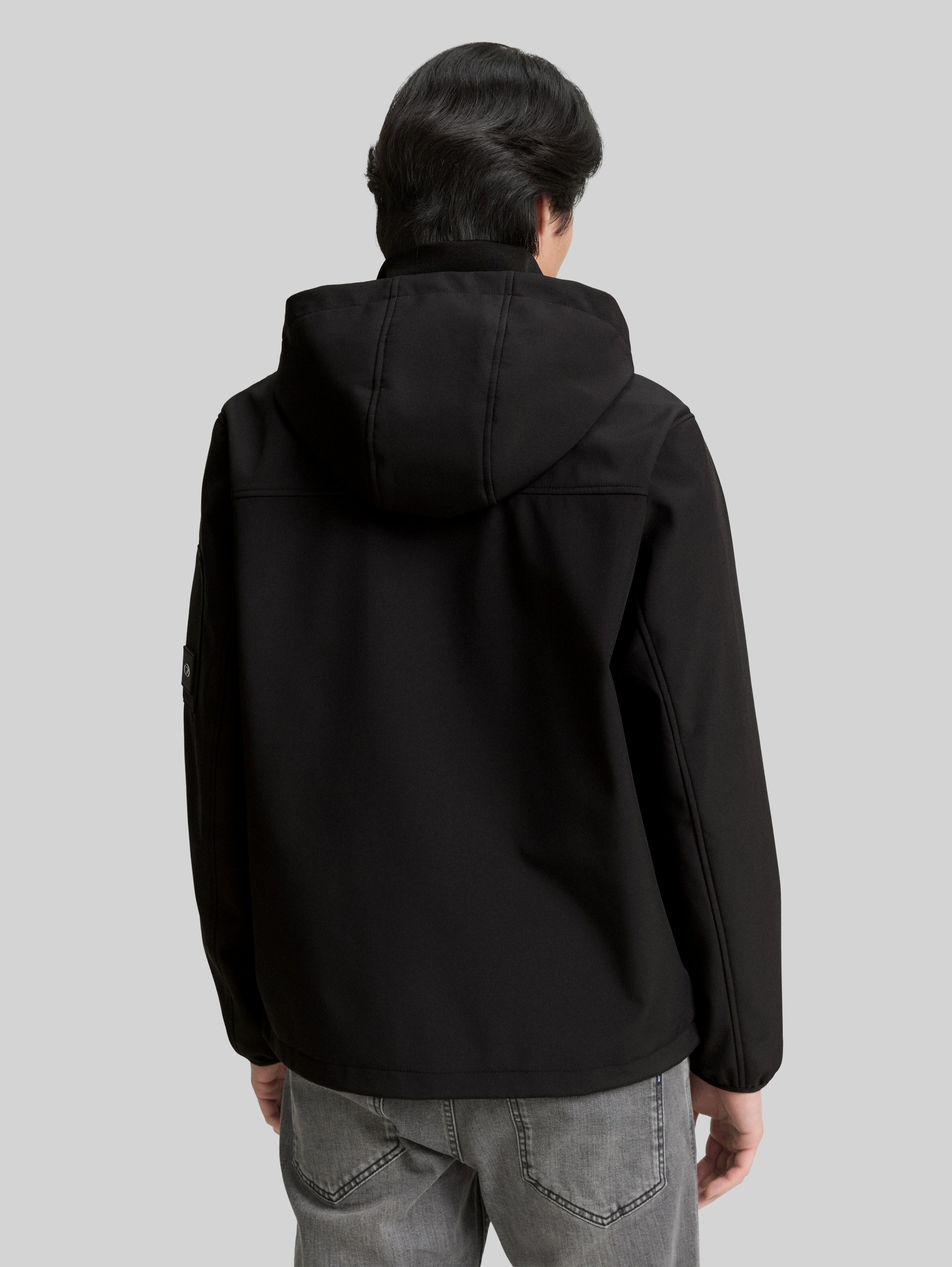 Softshell jacket with hood in black by Tom Tailor