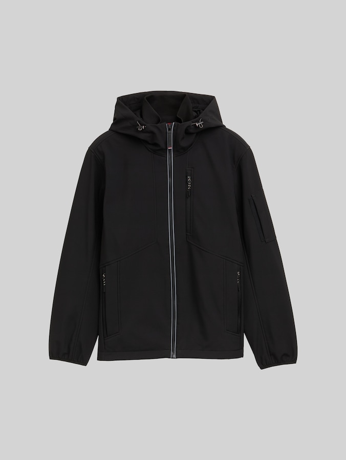 Softshell jacket with hood by Men, Black
