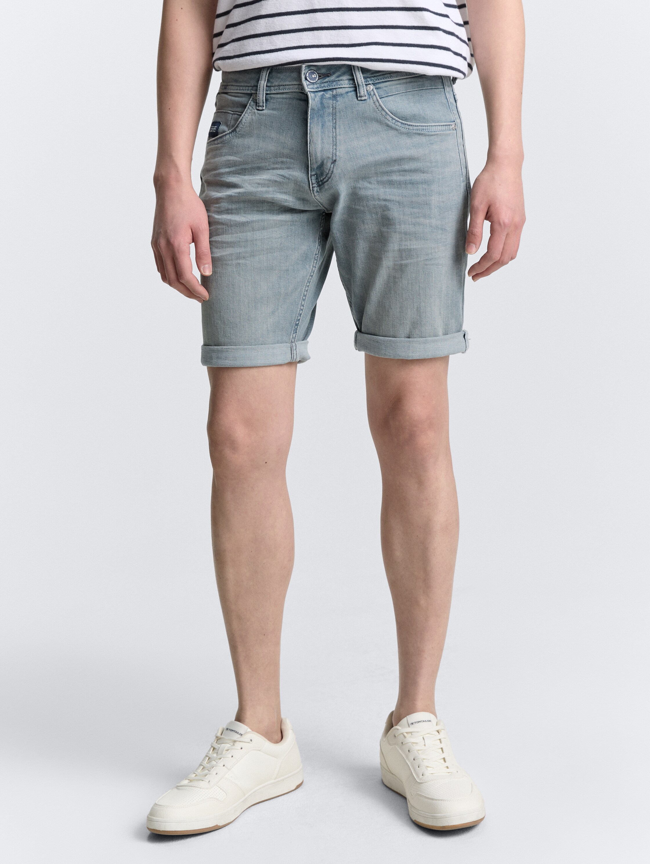TTJOSH REGULAR SLIM Jeans Shorts mit Stretch - light_stone_blue_grey_denim - 