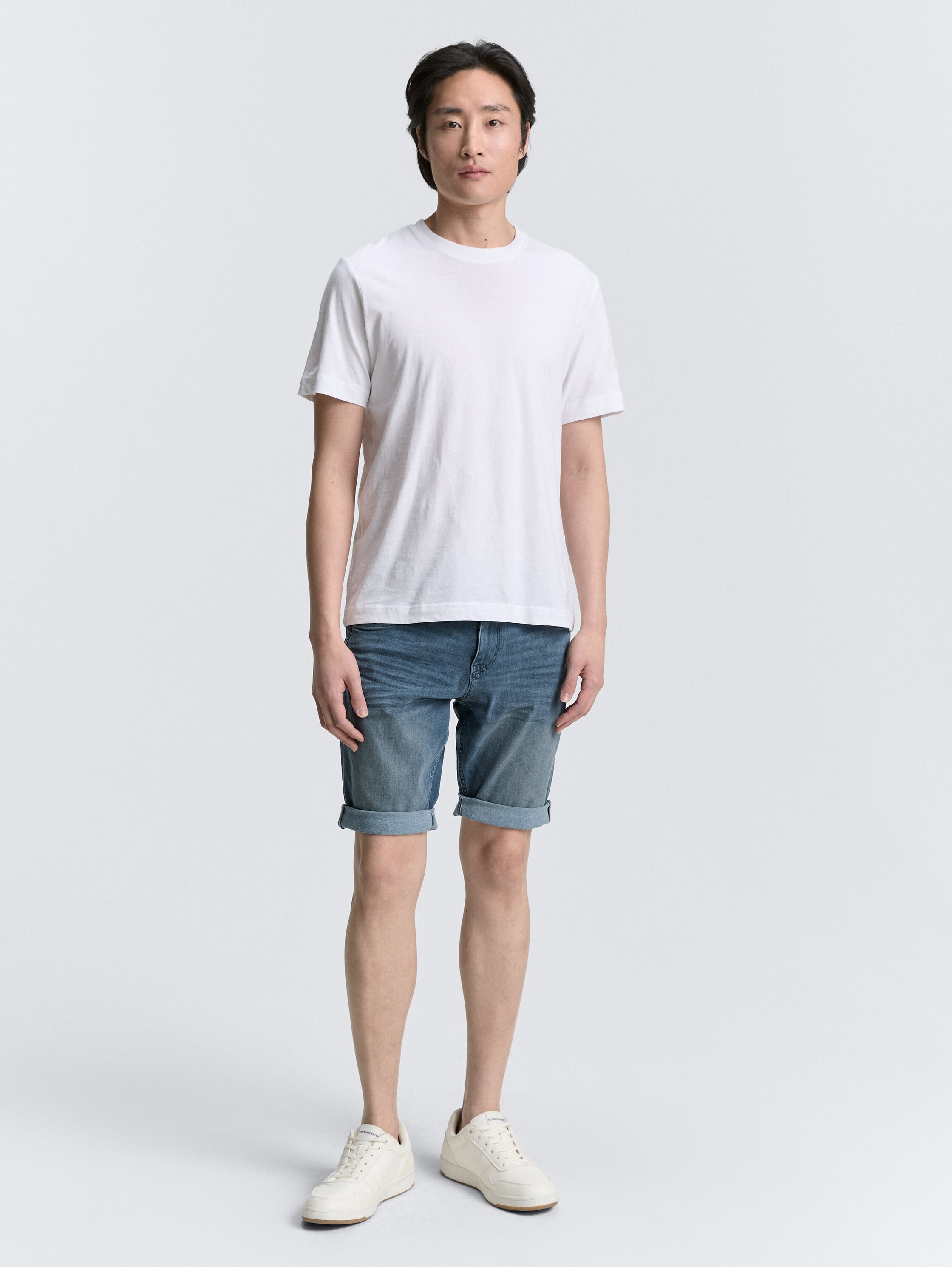 TTJOSH REGULAR SLIM Jeans Shorts mit Stretch - mid_stone_blue_grey_denim - 