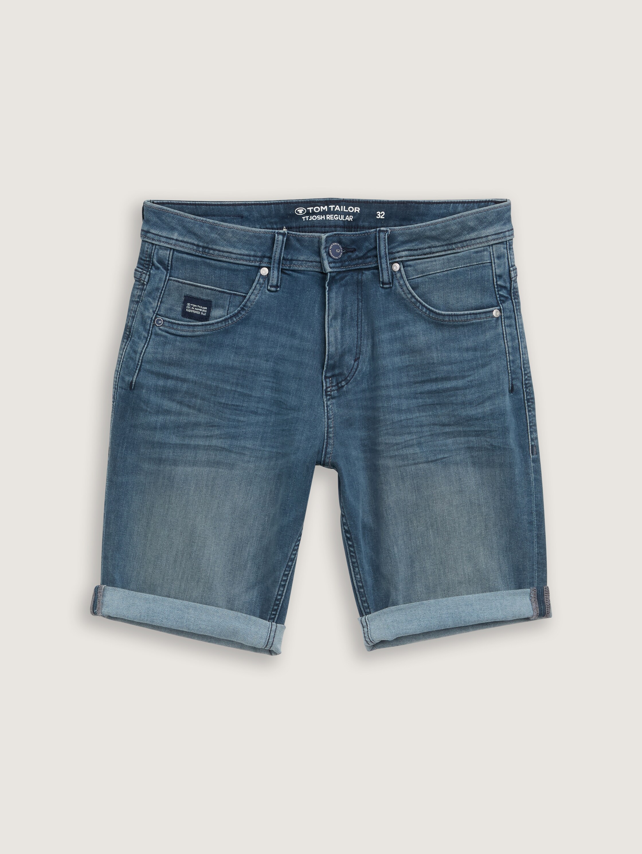 TTJOSH REGULAR SLIM Jeans Shorts mit Stretch - mid_stone_blue_grey_denim - 