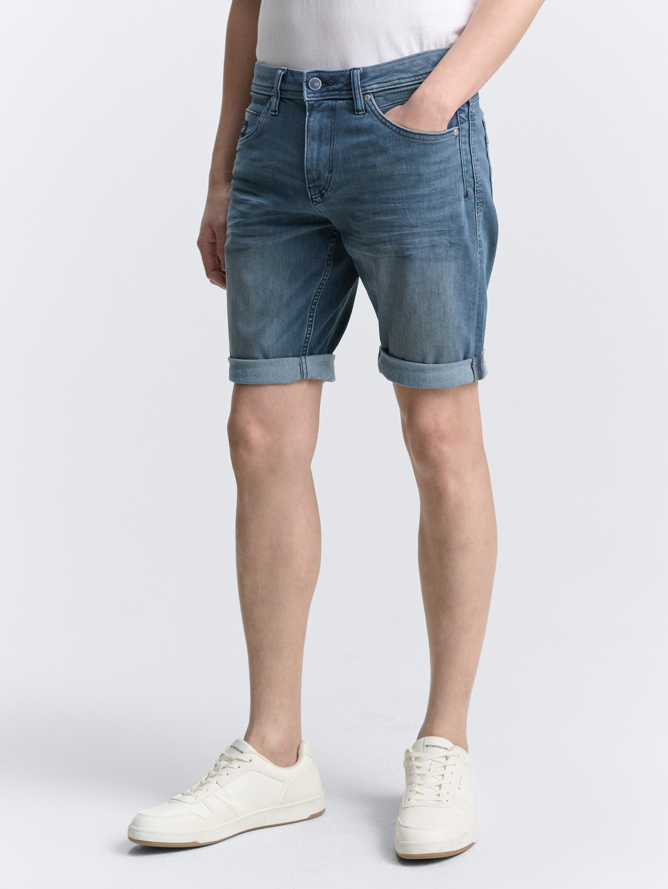 TTJOSH REGULAR SLIM Jeans Shorts mit Stretch - mid_stone_blue_grey_denim - 