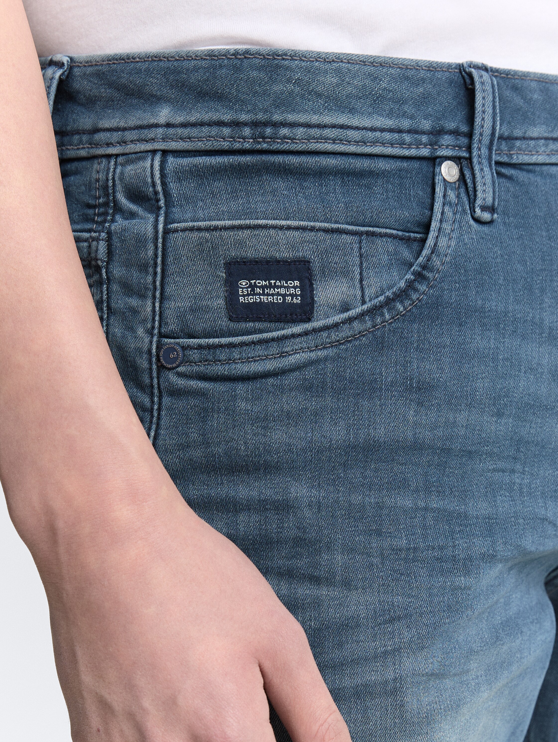 TTJOSH REGULAR SLIM Jeans Shorts mit Stretch - mid_stone_blue_grey_denim - 