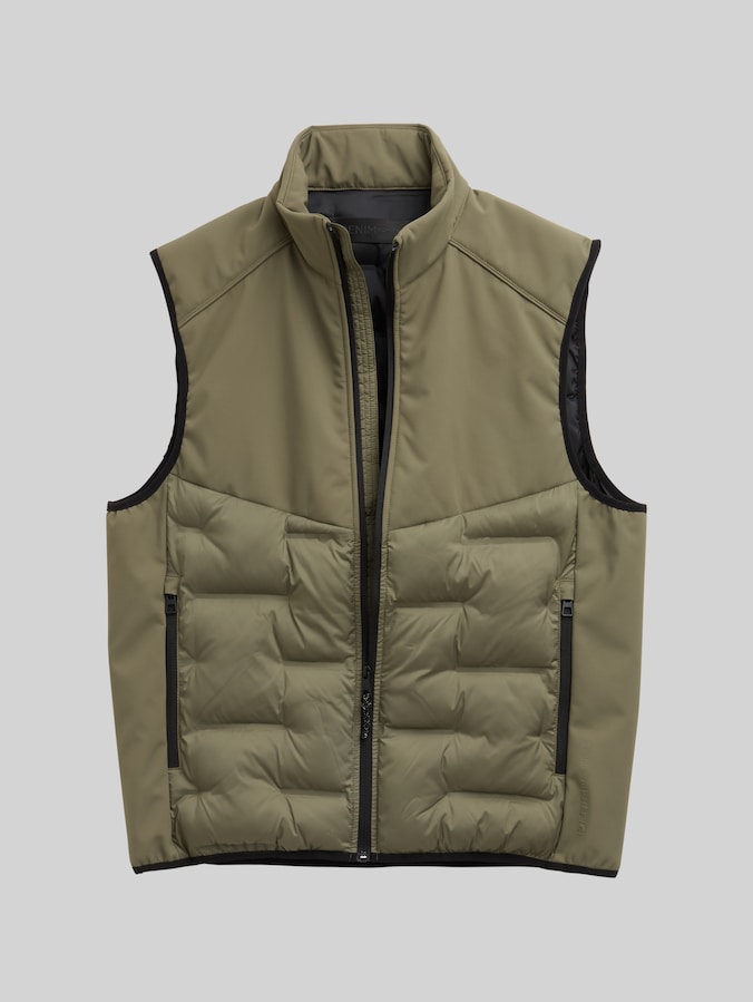 Hybrid Steppweste mit Stehkragen von Denim Male, jungle soil green