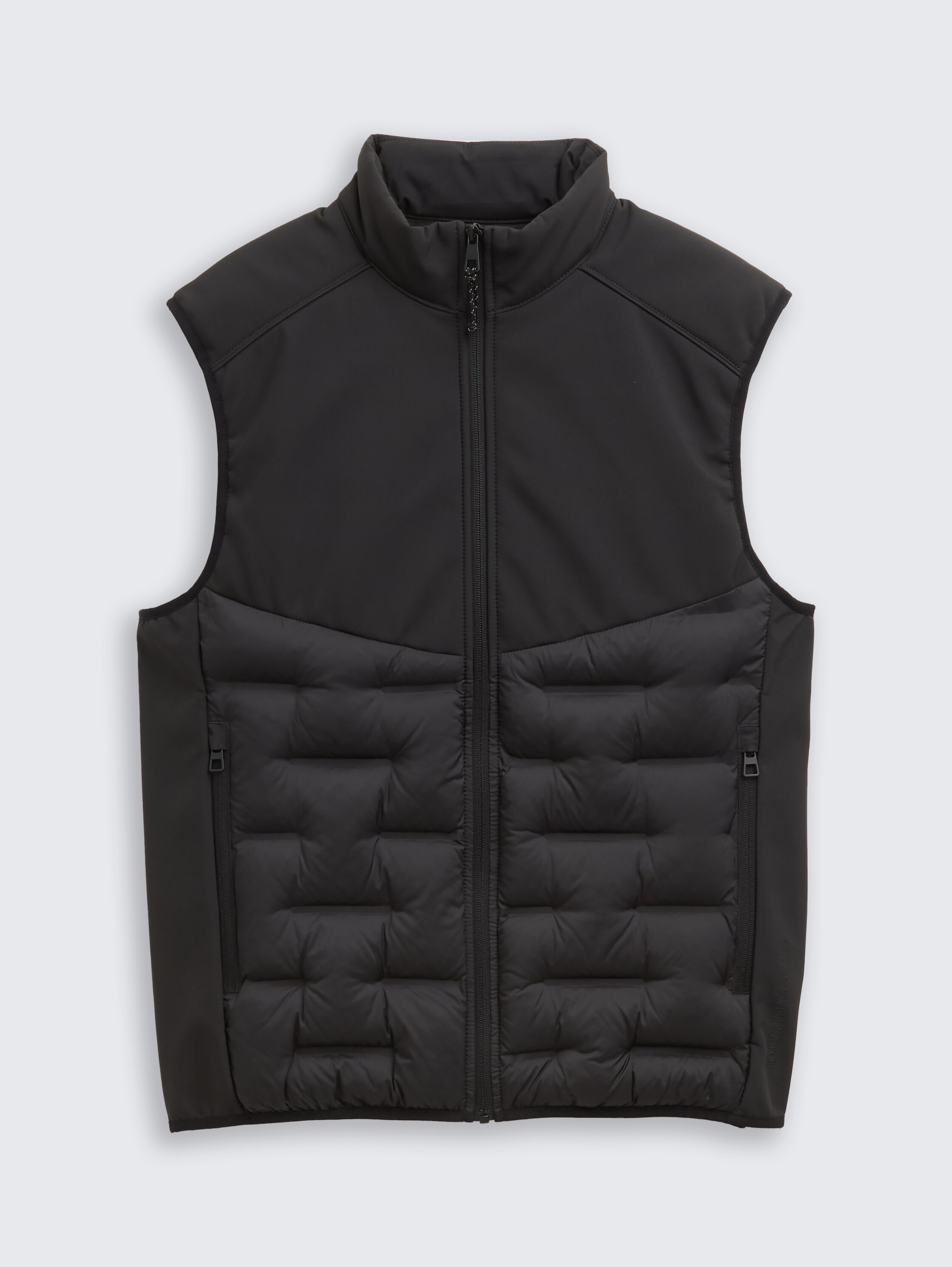Hybrid quilted waistcoat with stand-up collar - black - 