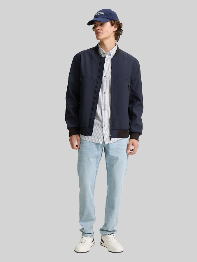 Bomber-style softshell jacket by Denim Male, sky captain blue