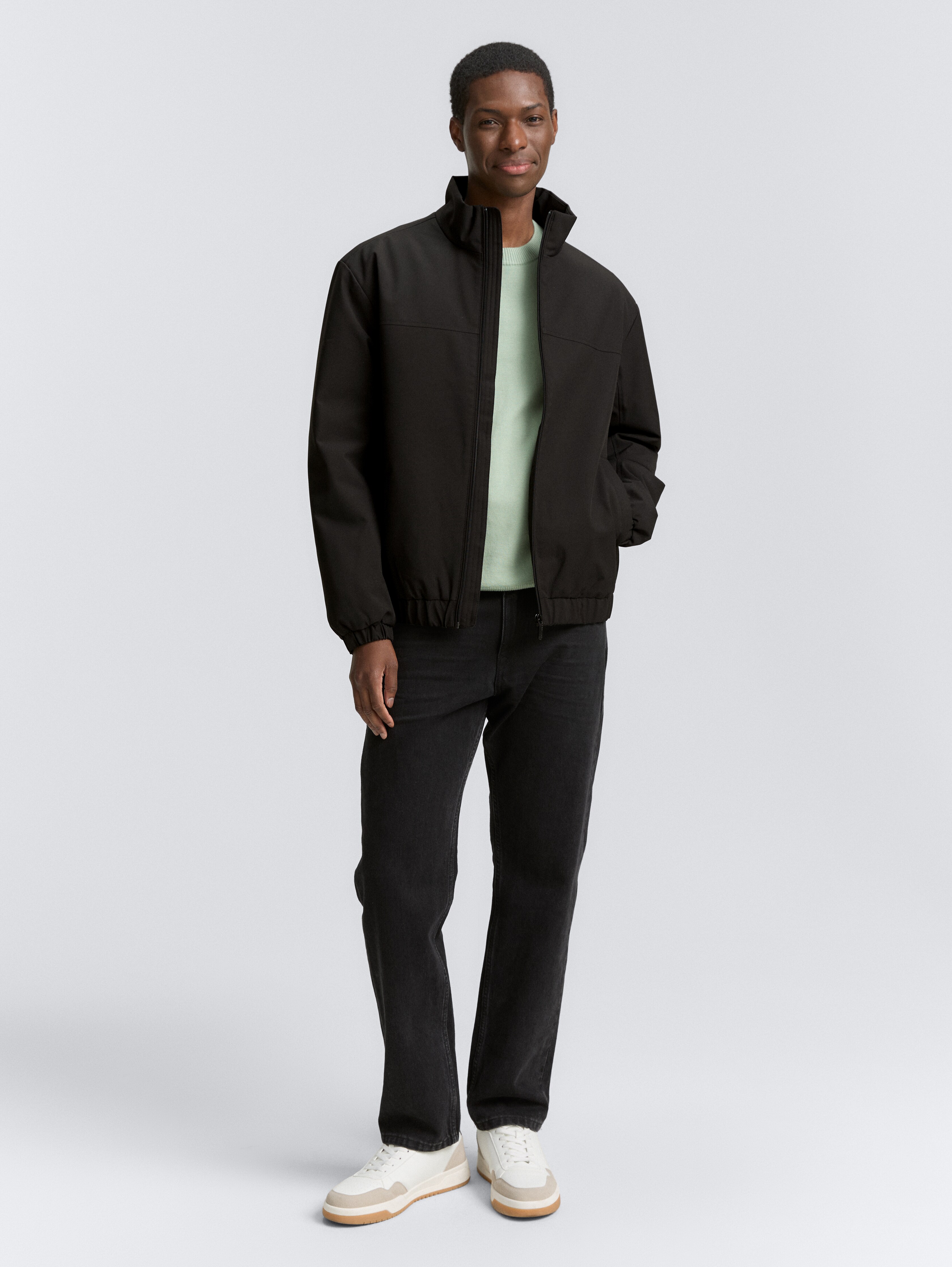 Jacket with a stand-up collar in black by Tom Tailor