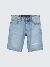 TTPIERS SLIM DESTROYED Jeans Shorts - Destroyed Light Stone Blue Denim - Vorder-Produkt-Ansicht