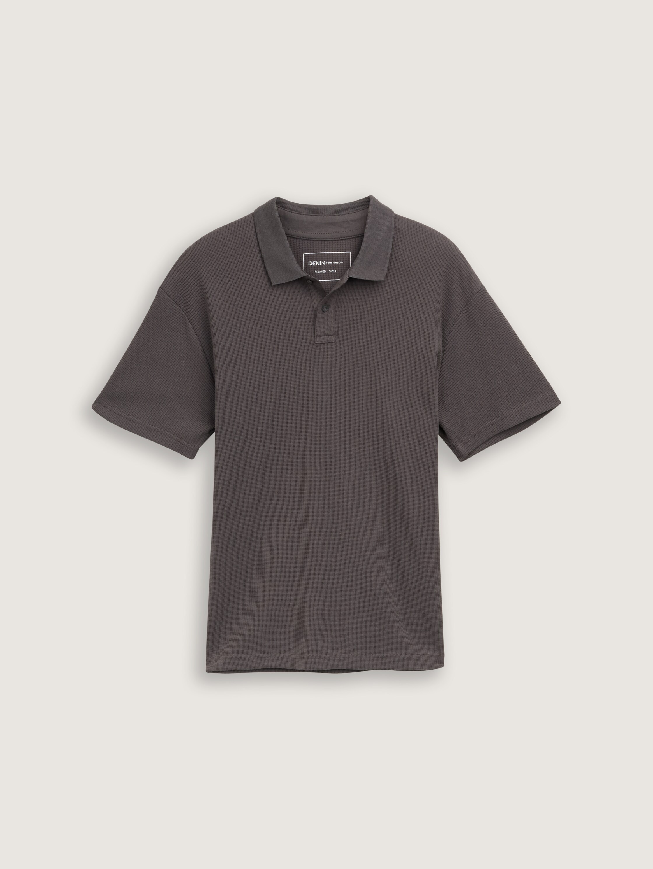 Relaxed Fit Poloshirt mit Waffelstruktur - pavement_grey - 