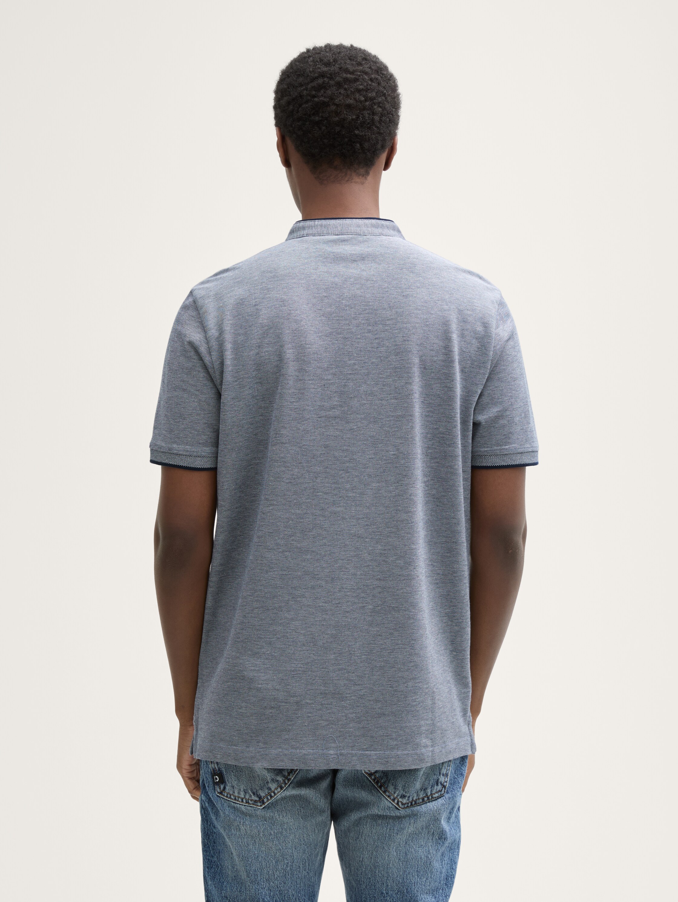 Piqué poloshirt met opstaande kraag - dark_blue_two_tone - 